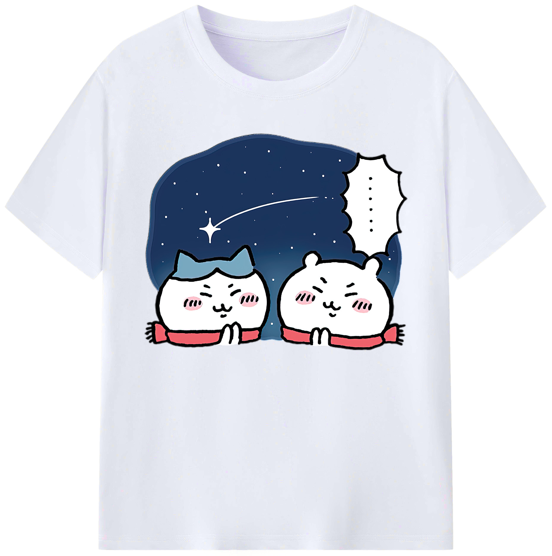 （画像用） ちいかわ ハチワレ Chii-kawa hachiware 綿100％ メンズ半袖Tシャツ｜肌触りやわらか＆通気性