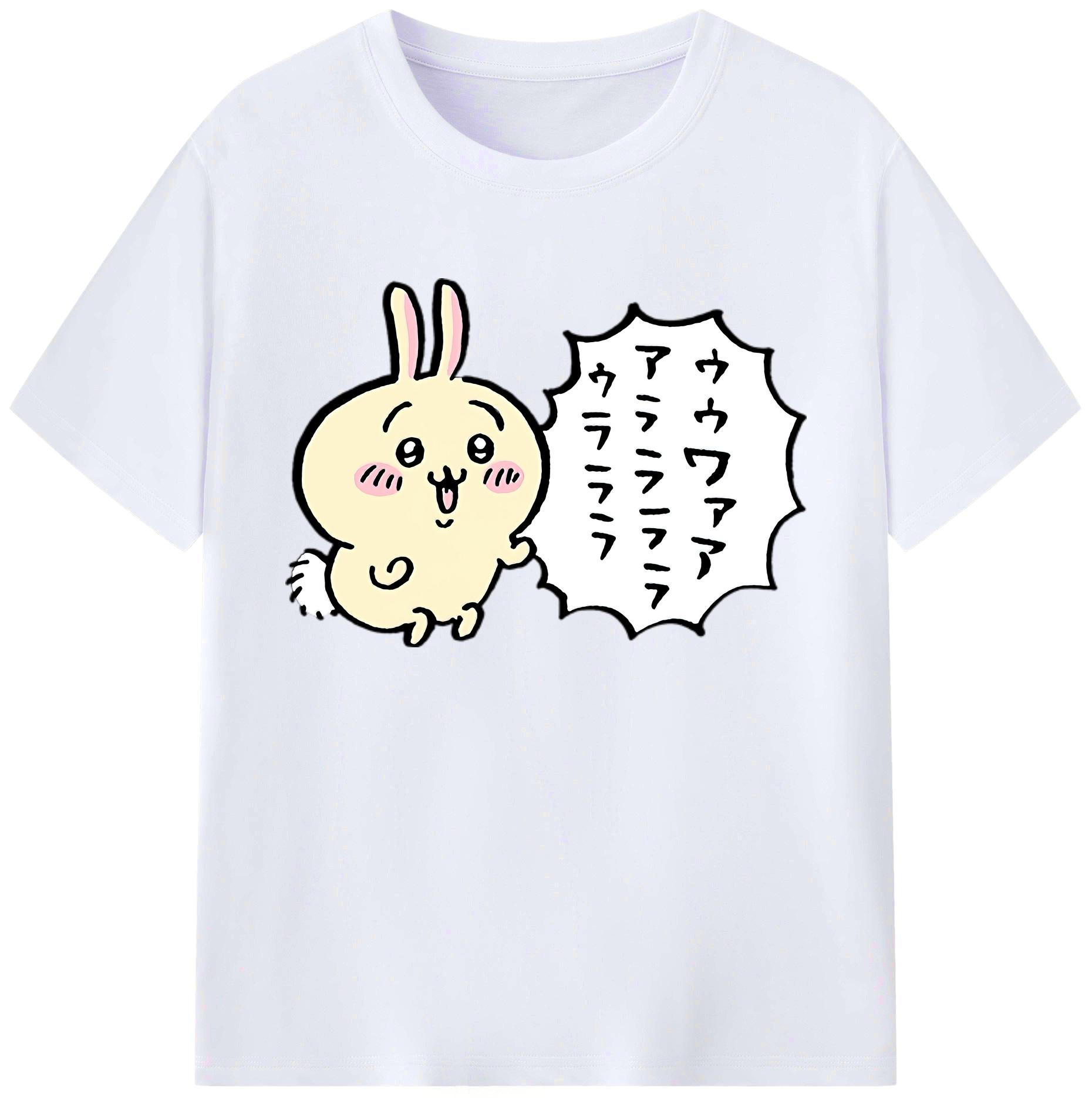 （画像用） ちいかわ うさぎ Chii-kawa usagi 綿100％ メンズ半袖Tシャツ｜肌触りやわらか＆通気性