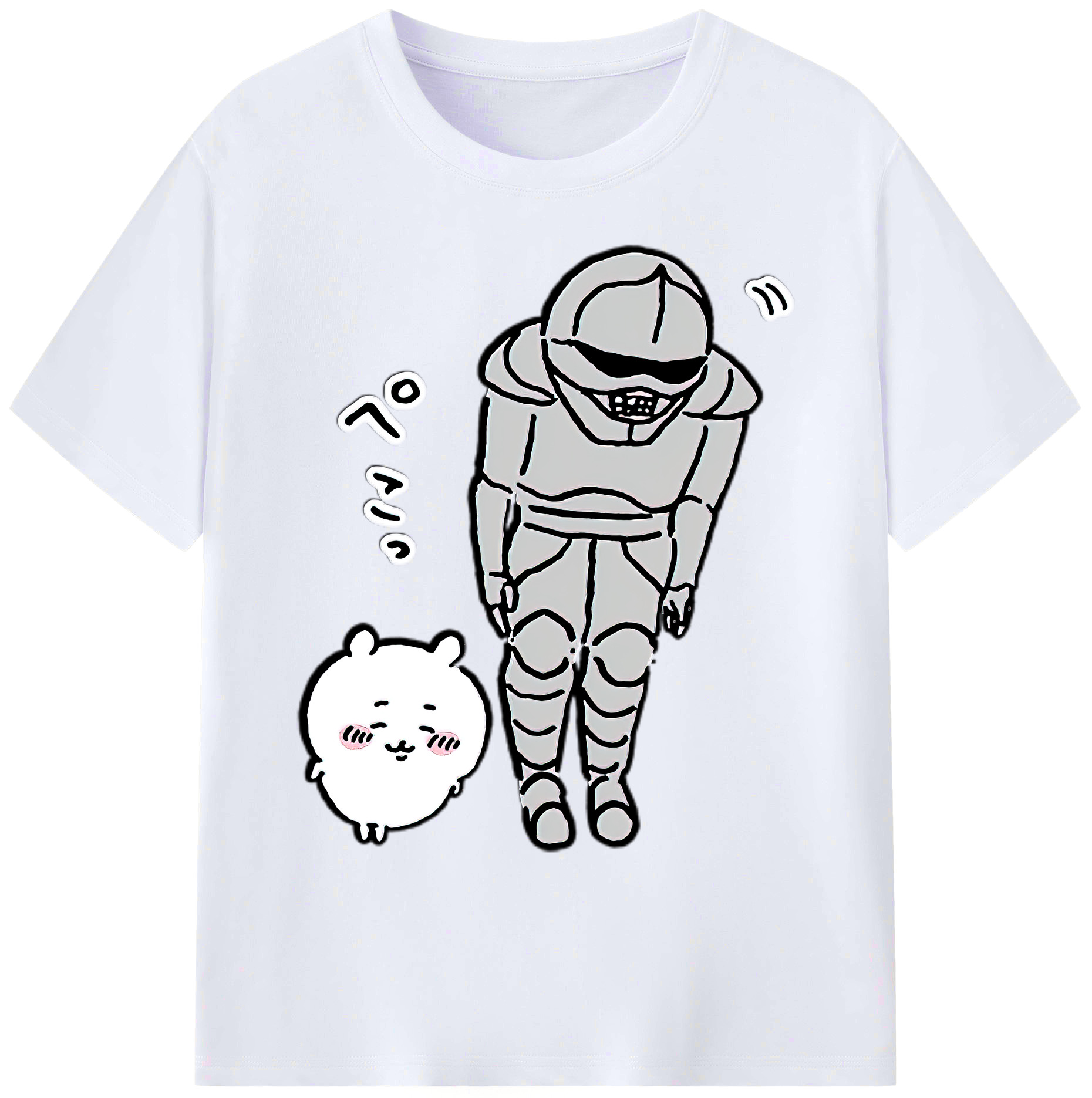 （画像用） ちいかわ 労働の鎧さん Chii-kawa Mr. Armor of Labor 綿100％ メンズ半袖Tシャツ｜肌触りやわらか＆通気性