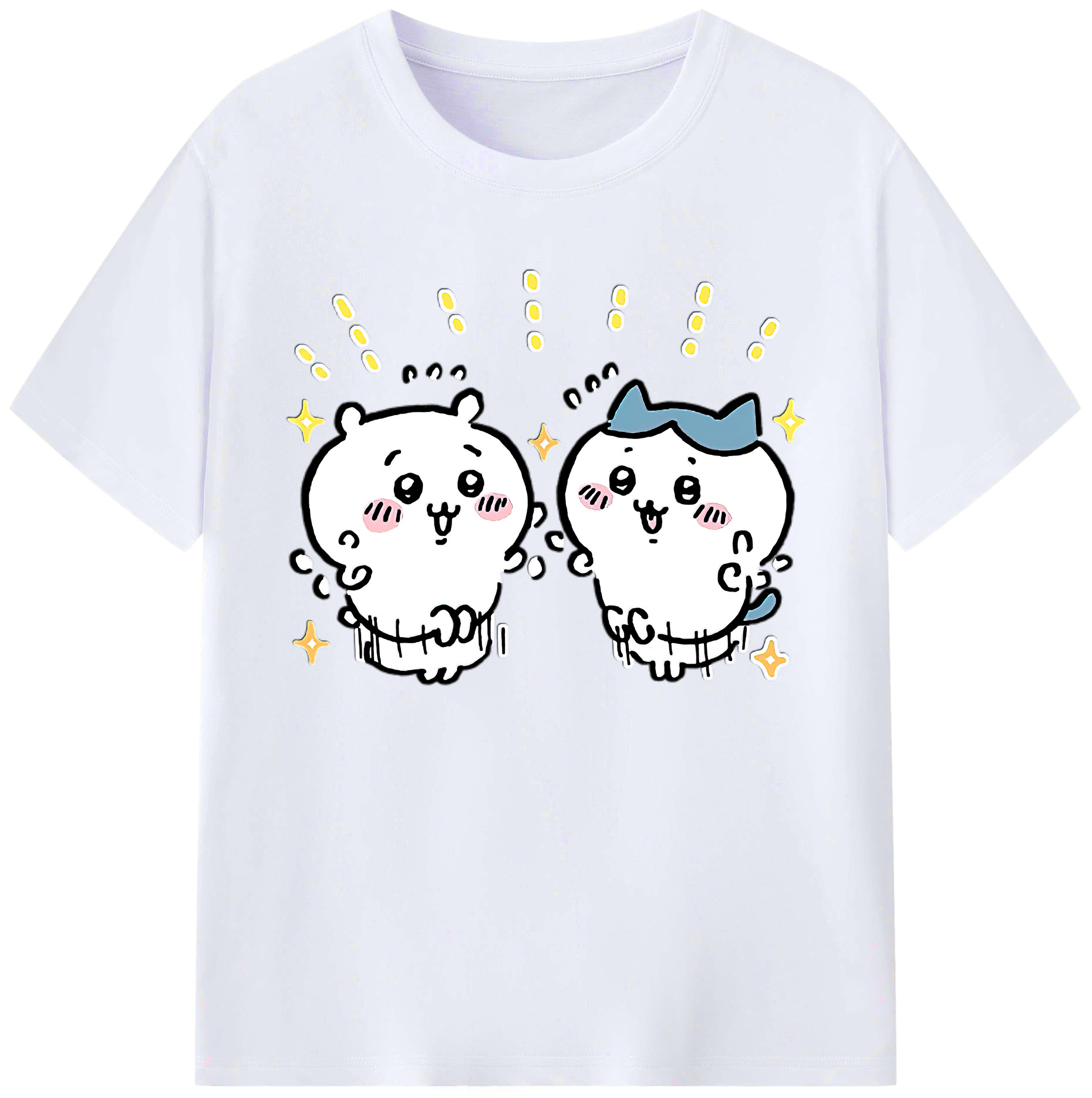 （画像用） ちいかわ ハチワレ Chii-kawa hachiware 綿100％ メンズ半袖Tシャツ｜肌触りやわらか＆通気性