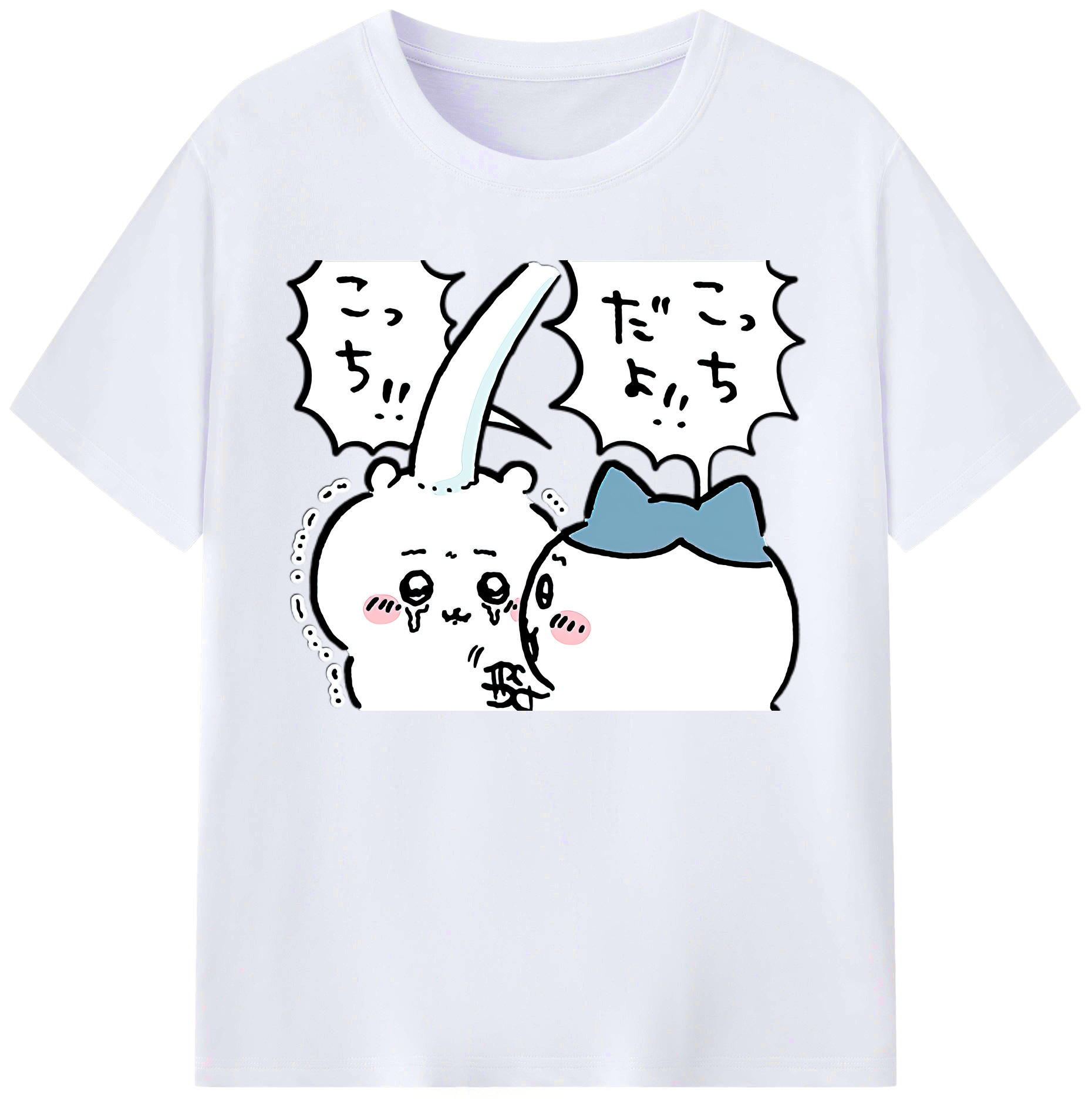 （画像用） ちいかわ ハチワレ Chii-kawa hachiware 綿100％ メンズ半袖Tシャツ｜肌触りやわらか＆通気性