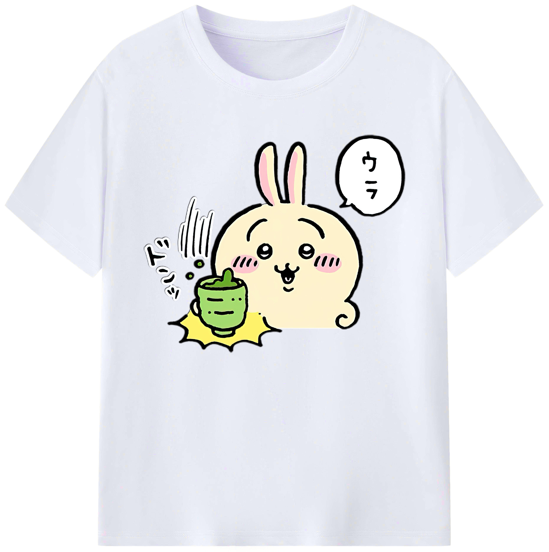 （画像用） ちいかわ うさぎ Chii-kawa usagi 綿100％ メンズ半袖Tシャツ｜肌触りやわらか＆通気性
