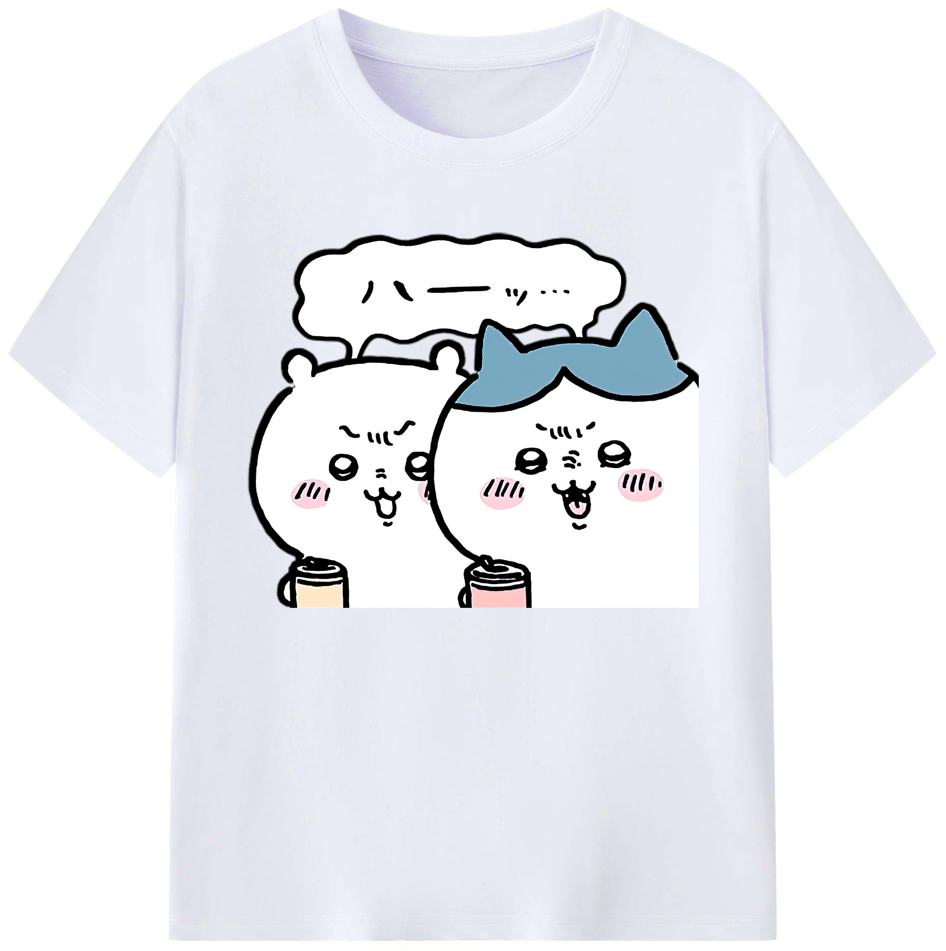 （画像用） ちいかわ ハチワレ Chii-kawa hachiware 綿100％ メンズ半袖Tシャツ｜肌触りやわらか＆通気性