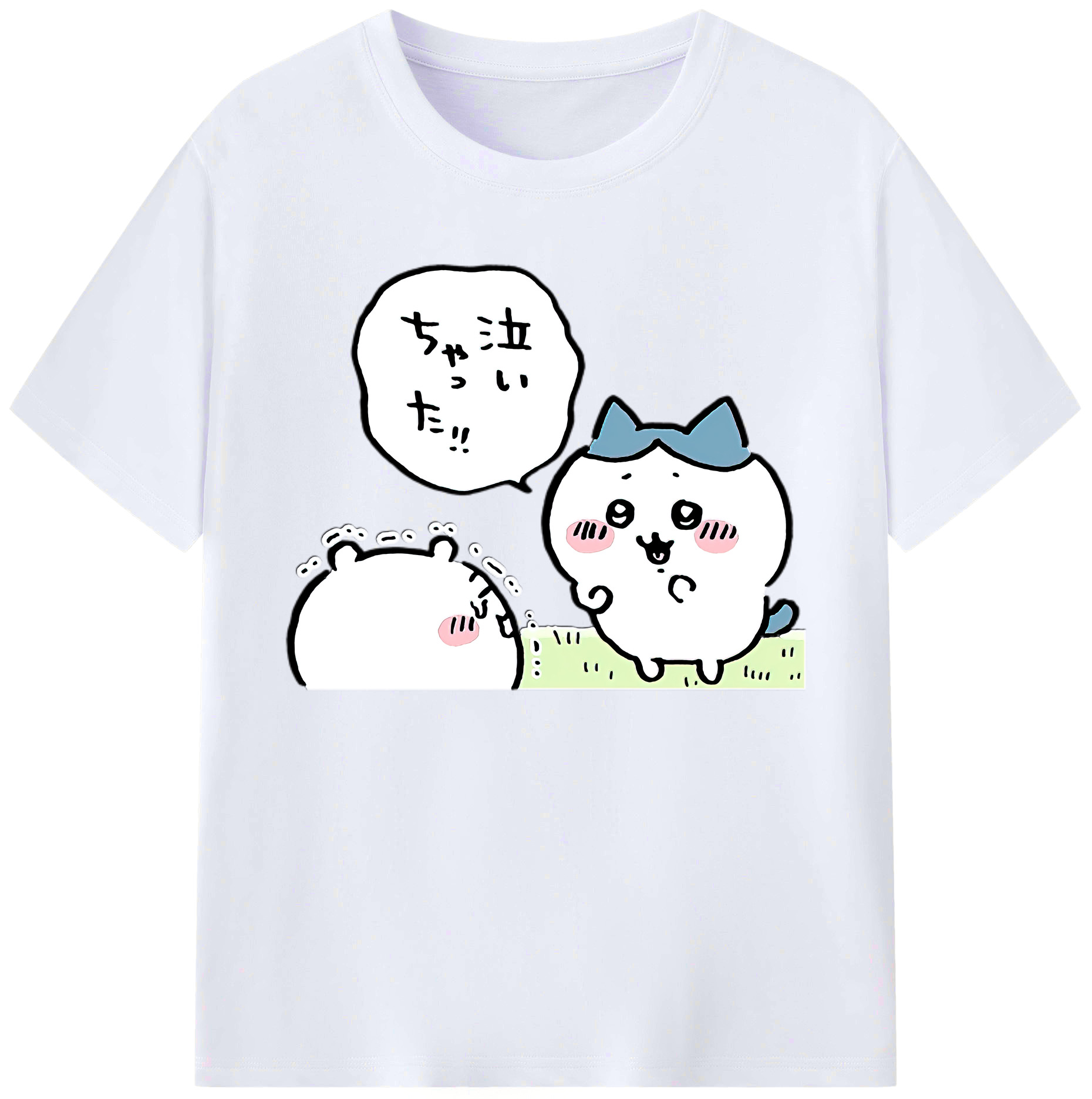 （画像用） ちいかわ ハチワレ Chii-kawa hachiware 綿100％ メンズ半袖Tシャツ｜肌触りやわらか＆通気性