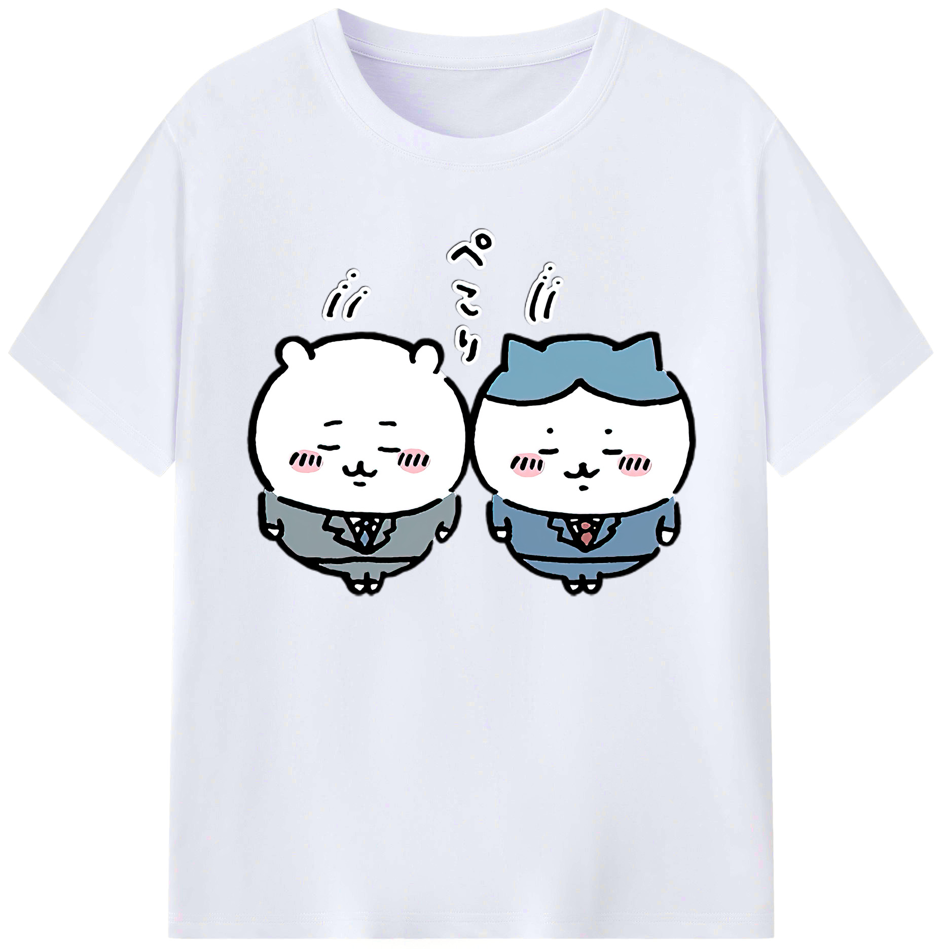 （画像用） ちいかわ ハチワレ Chii-kawa hachiware 綿100％ メンズ半袖Tシャツ｜肌触りやわらか＆通気性