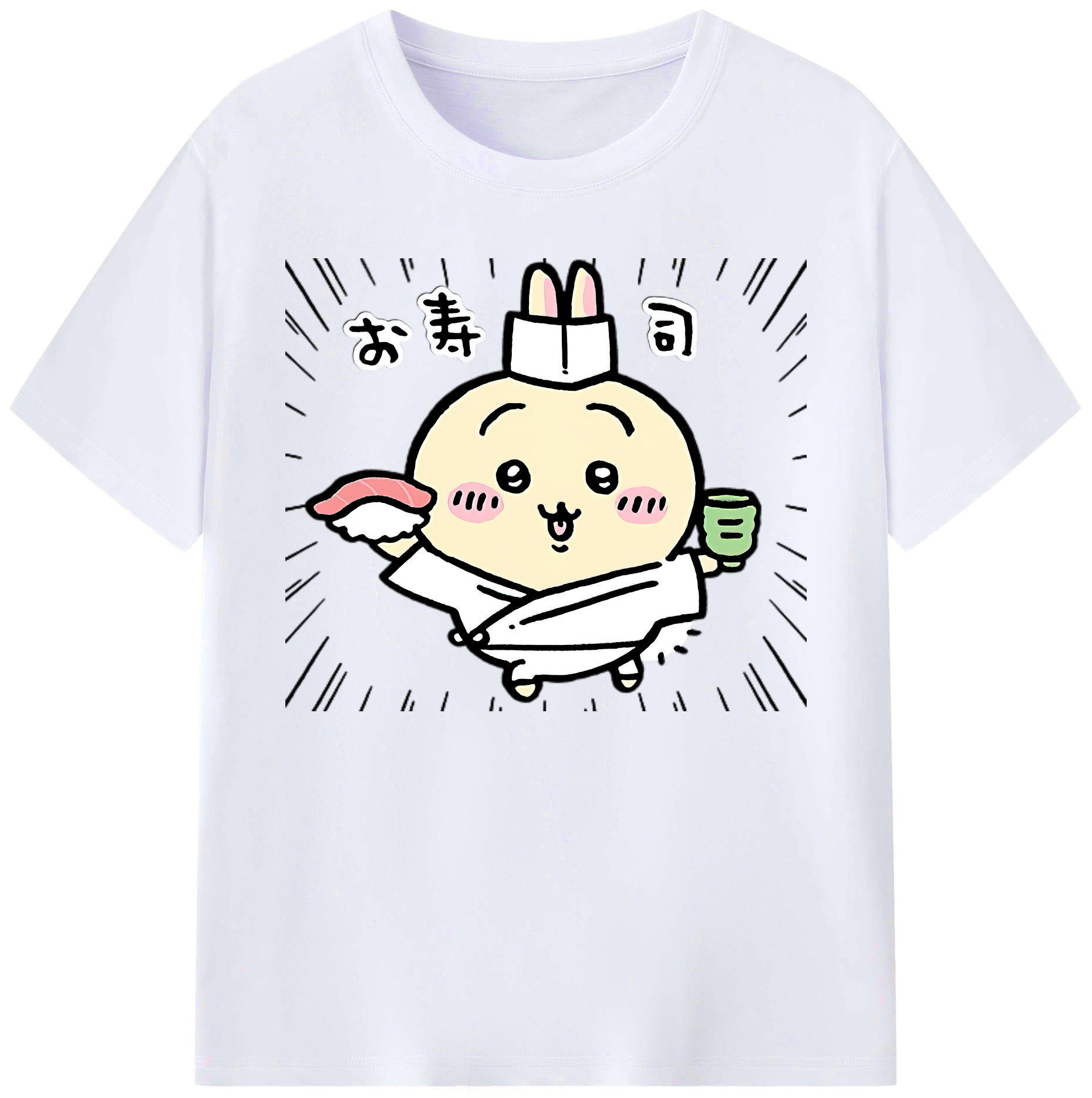 （画像用） ちいかわ うさぎ Chii-kawa usagi 綿100％ メンズ半袖Tシャツ｜肌触りやわらか＆通気性