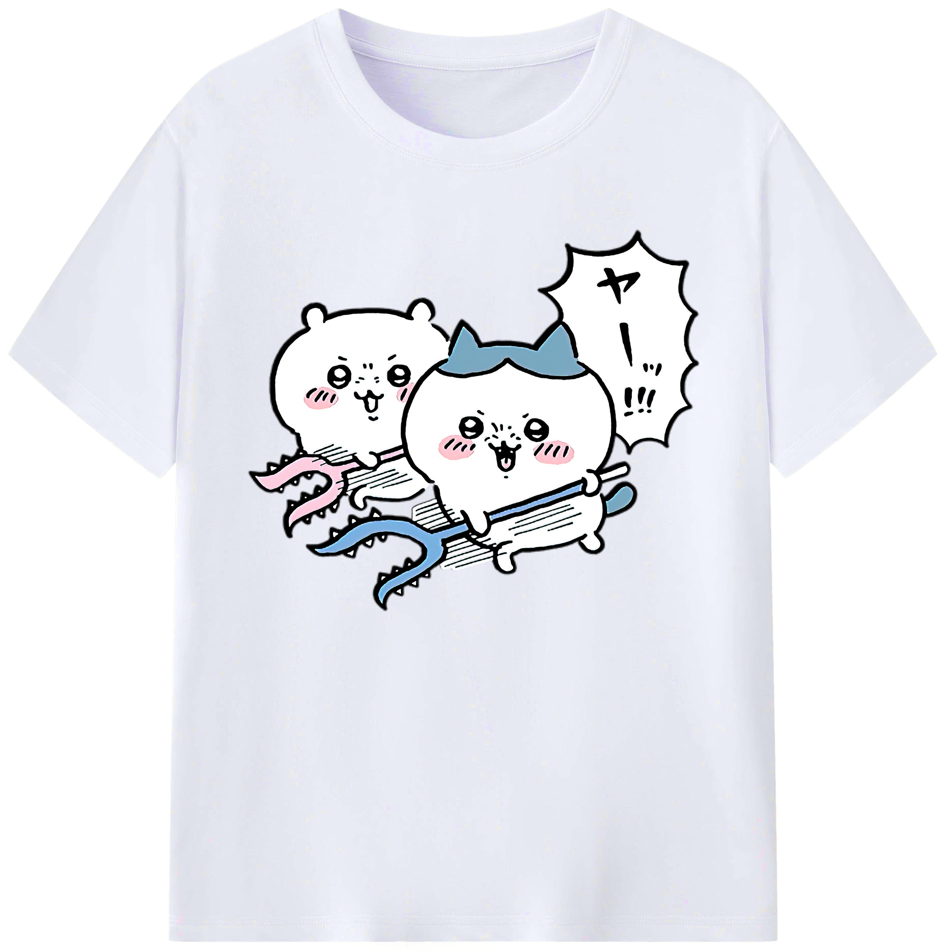 （画像用） ちいかわ ハチワレ Chii-kawa hachiware 綿100％ メンズ半袖Tシャツ｜肌触りやわらか＆通気性