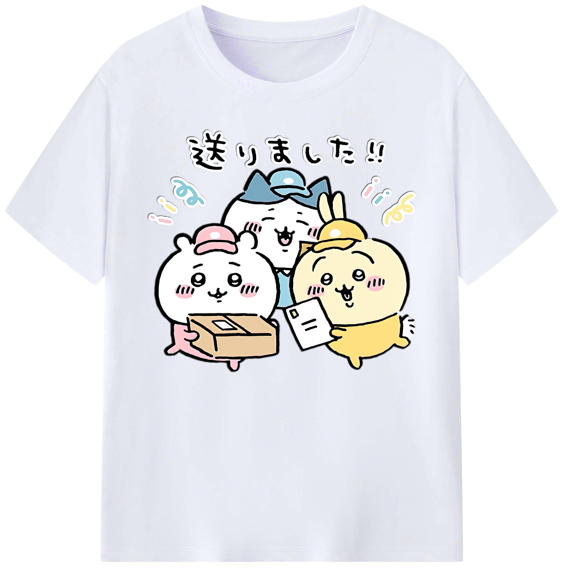 （画像用） ちいかわ ハチワレ Chii-kawa hachiware 綿100％ メンズ半袖Tシャツ｜肌触りやわらか＆通気性