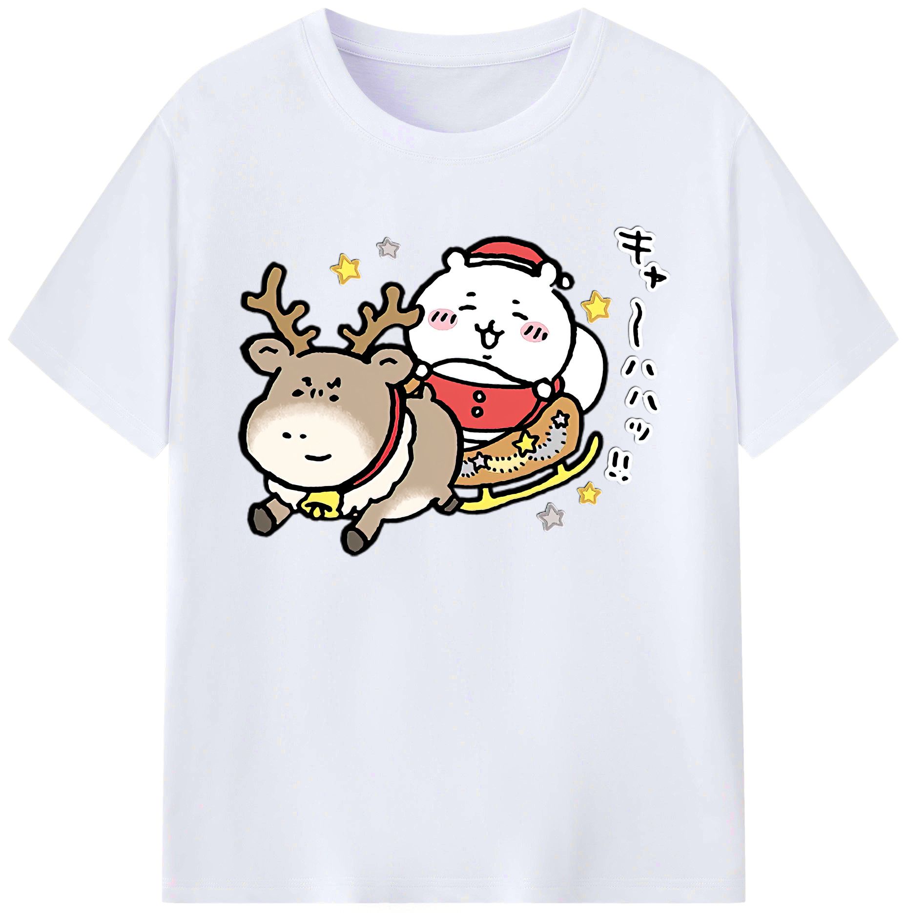 （画像用） ちいかわ ちいかわ Chii-kawa chiikawa 綿100％ メンズ半袖Tシャツ｜肌触りやわらか＆通気性