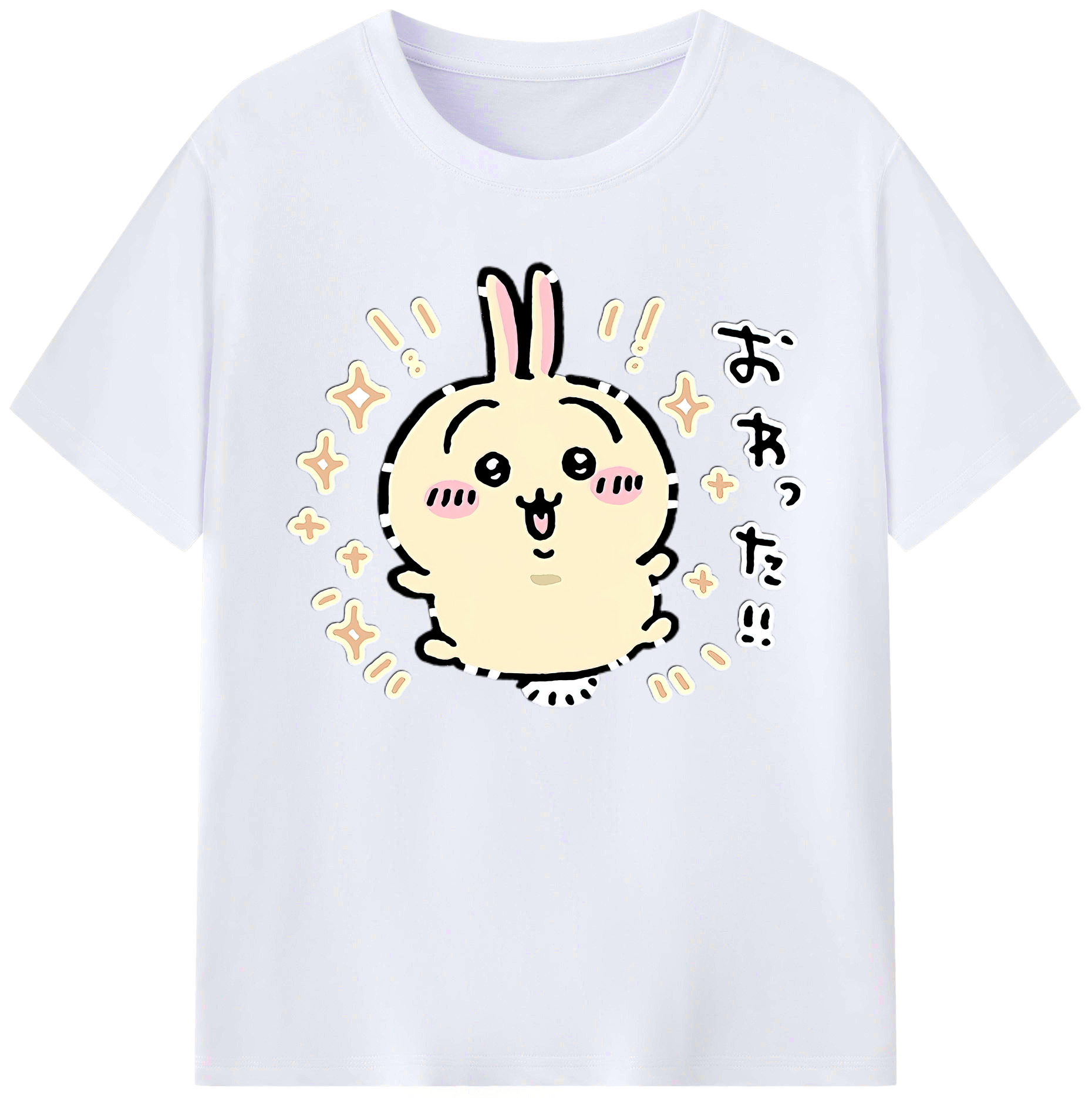 （画像用） ちいかわ うさぎ Chii-kawa usagi 綿100％ メンズ半袖Tシャツ｜肌触りやわらか＆通気性