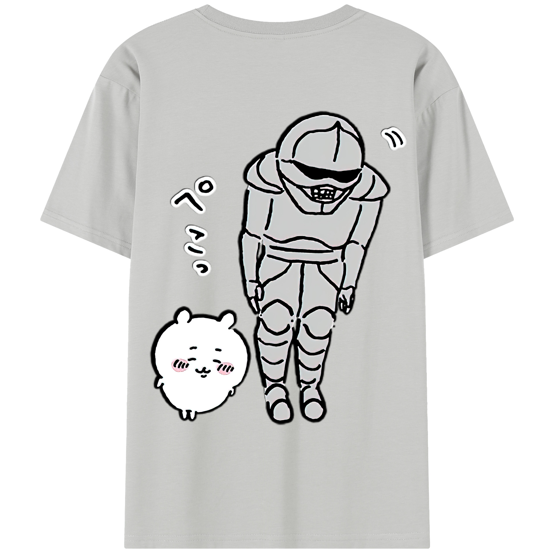 （画像用） ちいかわ 労働の鎧さん Chii-kawa Mr. Armor of Labor レディース半袖Tシャツ(バックプリント)