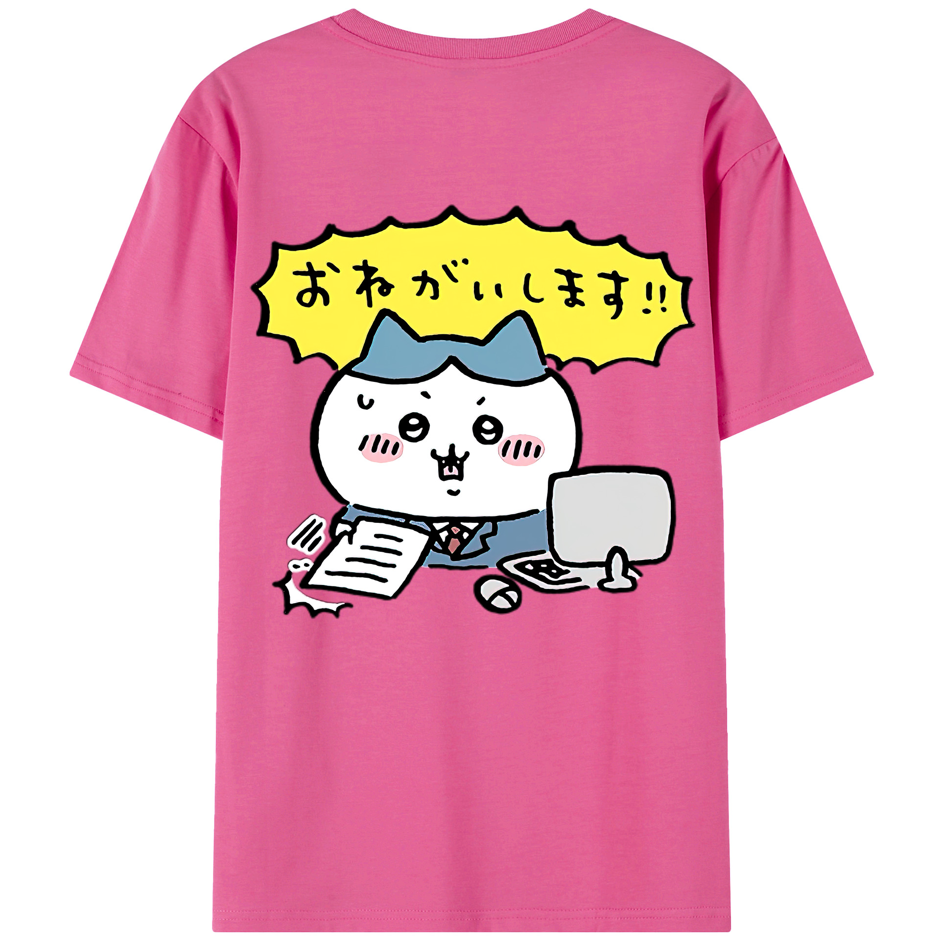 （画像用） ちいかわ ハチワレ Chii-kawa hachiware レディース半袖Tシャツ(バックプリント)