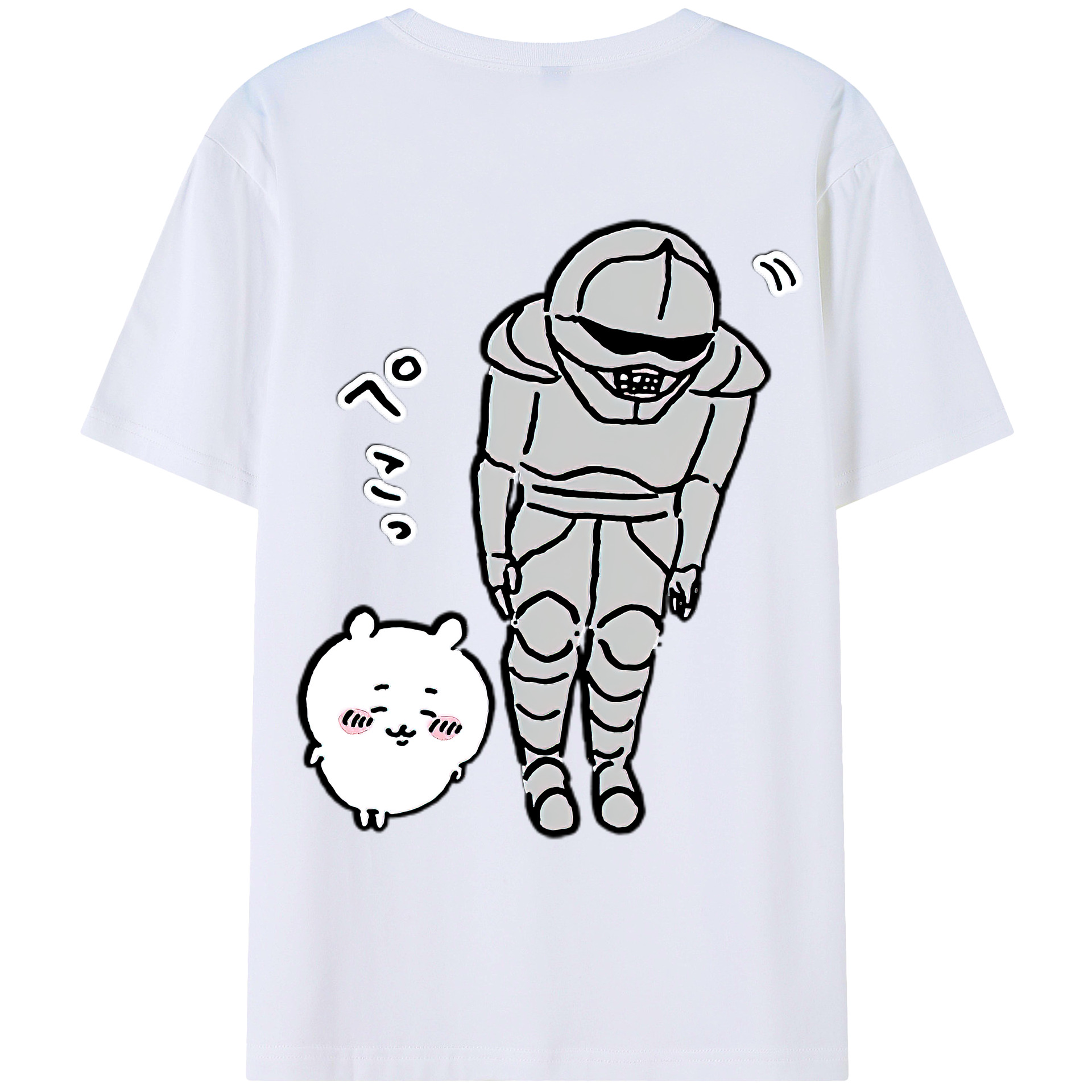 （画像用） ちいかわ 労働の鎧さん Chii-kawa Mr. Armor of Labor レディース半袖Tシャツ(バックプリント)