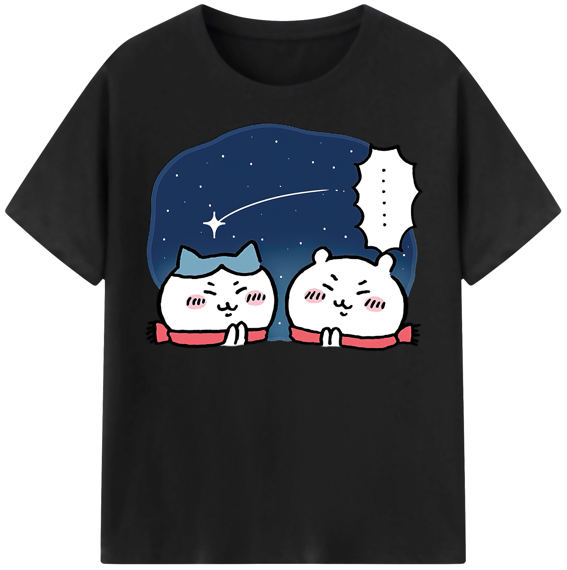 （画像用） ちいかわ ハチワレ Chii-kawa hachiware レディースカジュアルプリントTシャツ（綿100％）
