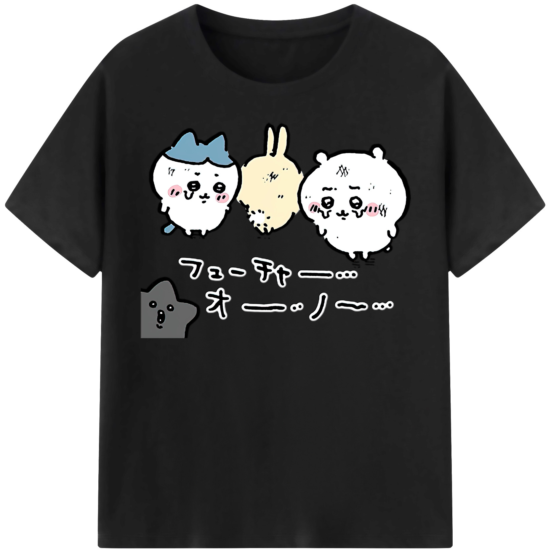 （画像用） ちいかわ ハチワレ Chii-kawa hachiware レディースカジュアルプリントTシャツ（綿100％）