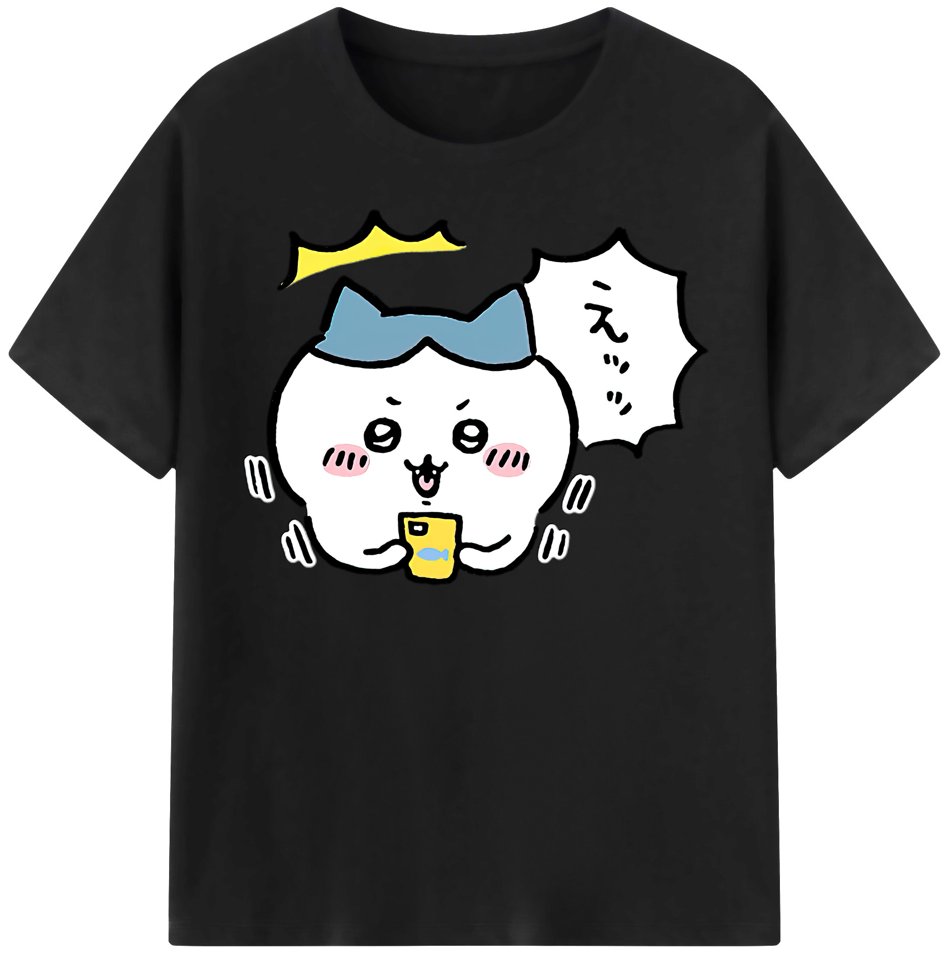 （画像用） ちいかわ ハチワレ Chii-kawa hachiware レディースカジュアルプリントTシャツ（綿100％）