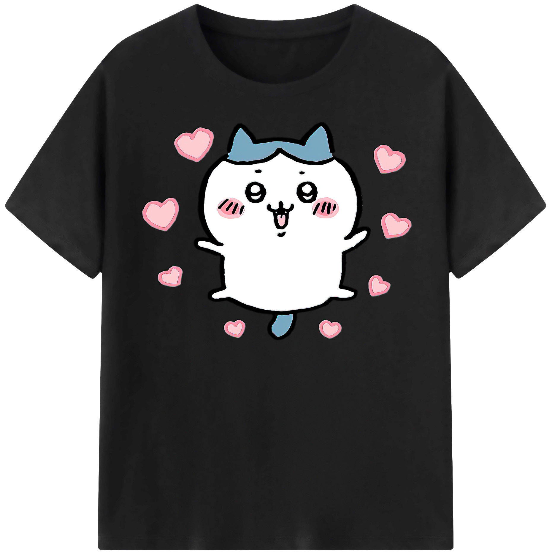 （画像用） ちいかわ ハチワレ Chii-kawa hachiware レディースカジュアルプリントTシャツ（綿100％）