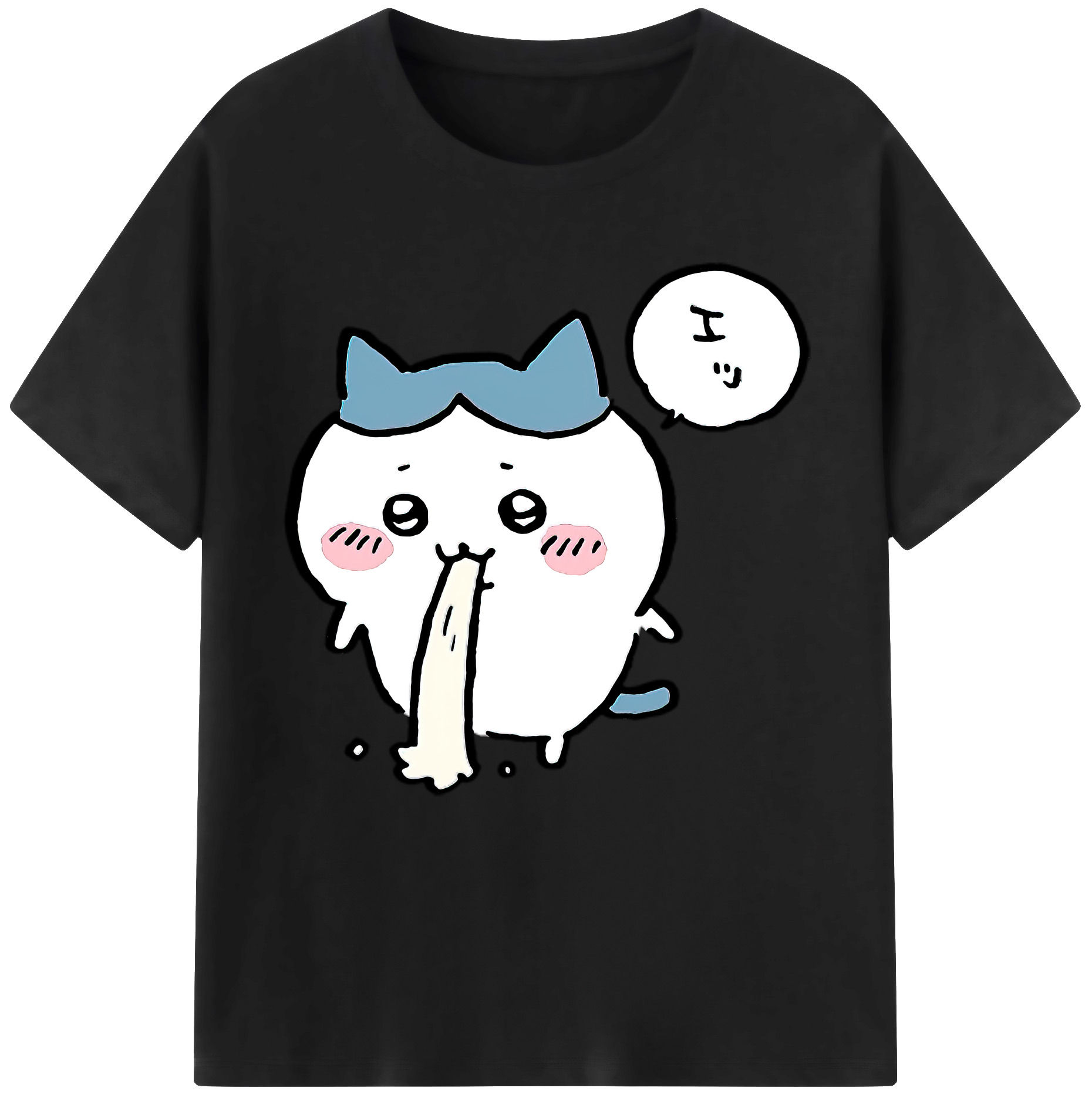 （画像用） ちいかわ ハチワレ Chii-kawa hachiware レディースカジュアルプリントTシャツ（綿100％）