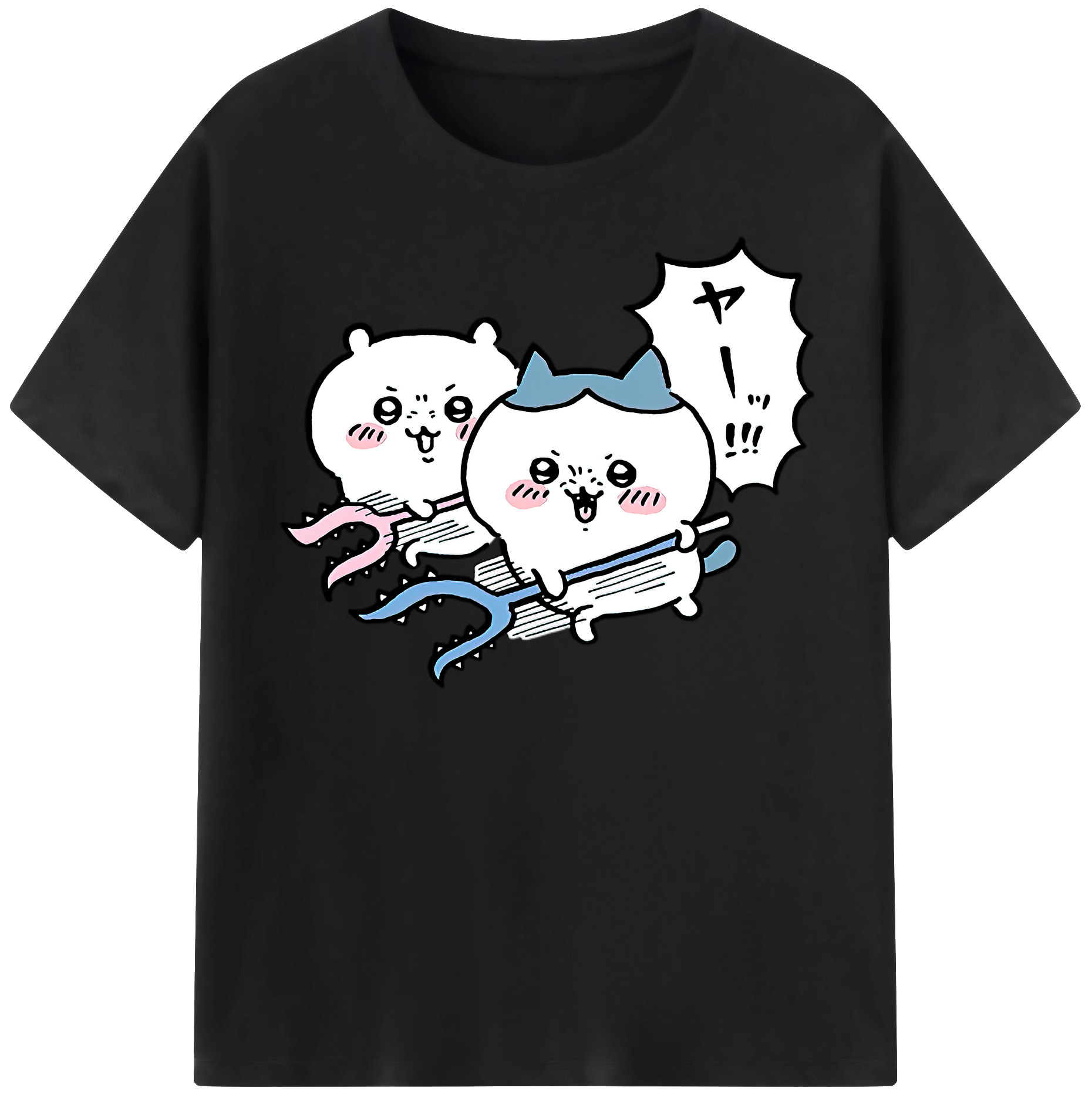 （画像用） ちいかわ ハチワレ Chii-kawa hachiware レディースカジュアルプリントTシャツ（綿100％）