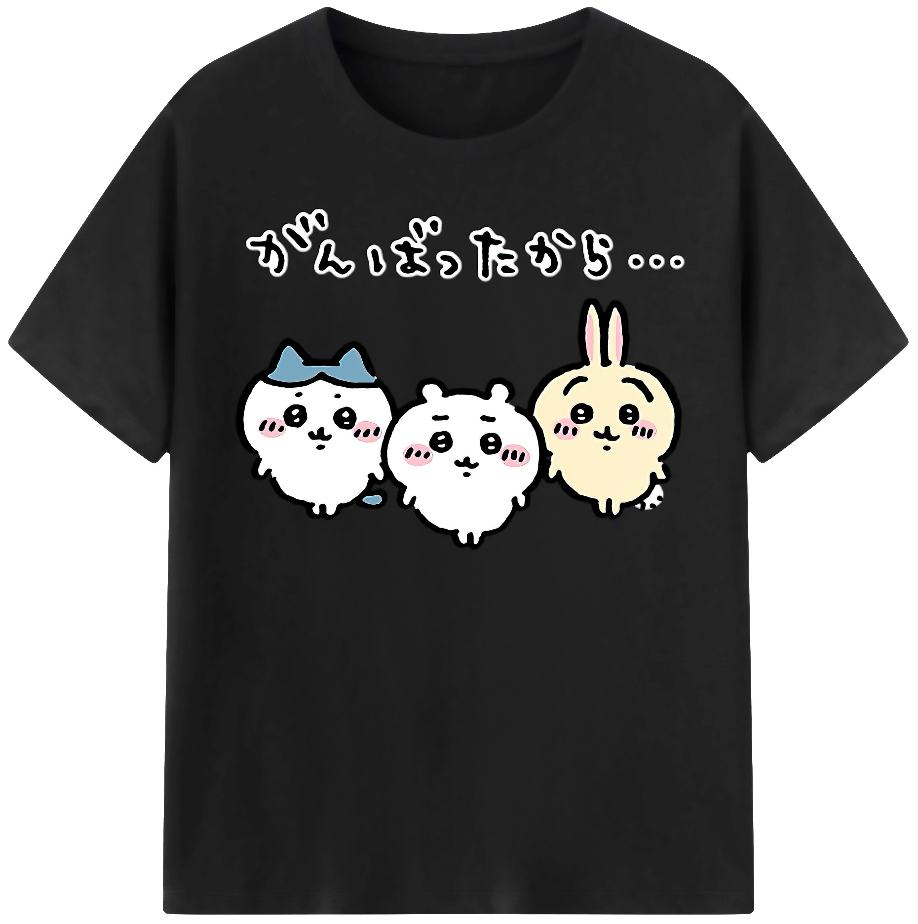 （画像用） ちいかわ ハチワレ Chii-kawa hachiware レディースカジュアルプリントTシャツ（綿100％）