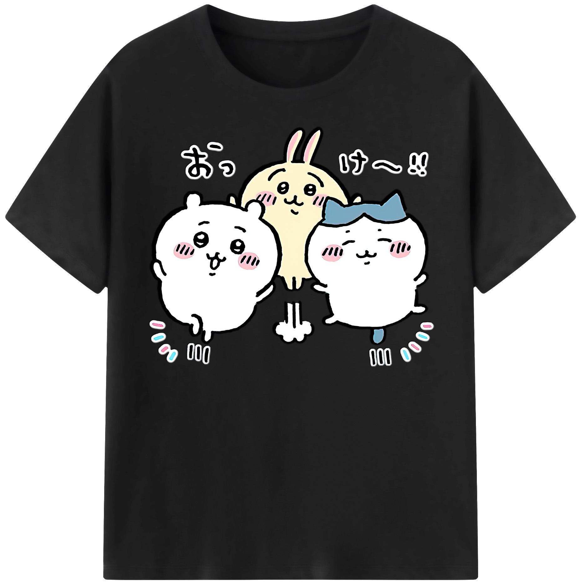 （画像用） ちいかわ ちいかわ Chii-kawa chiikawa レディースカジュアルプリントTシャツ（綿100％）