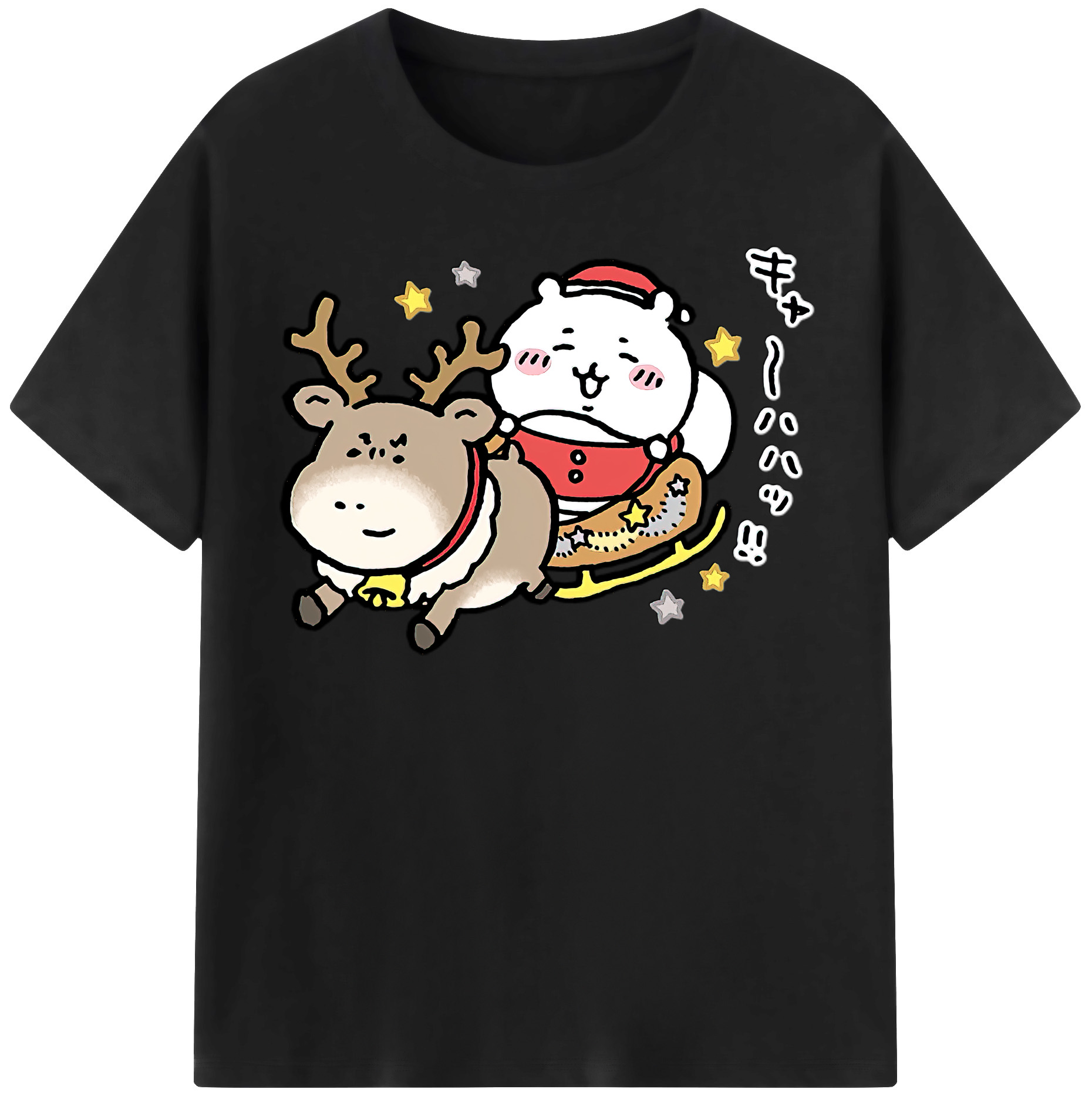 （画像用） ちいかわ ちいかわ Chii-kawa chiikawa レディースカジュアルプリントTシャツ（綿100％）