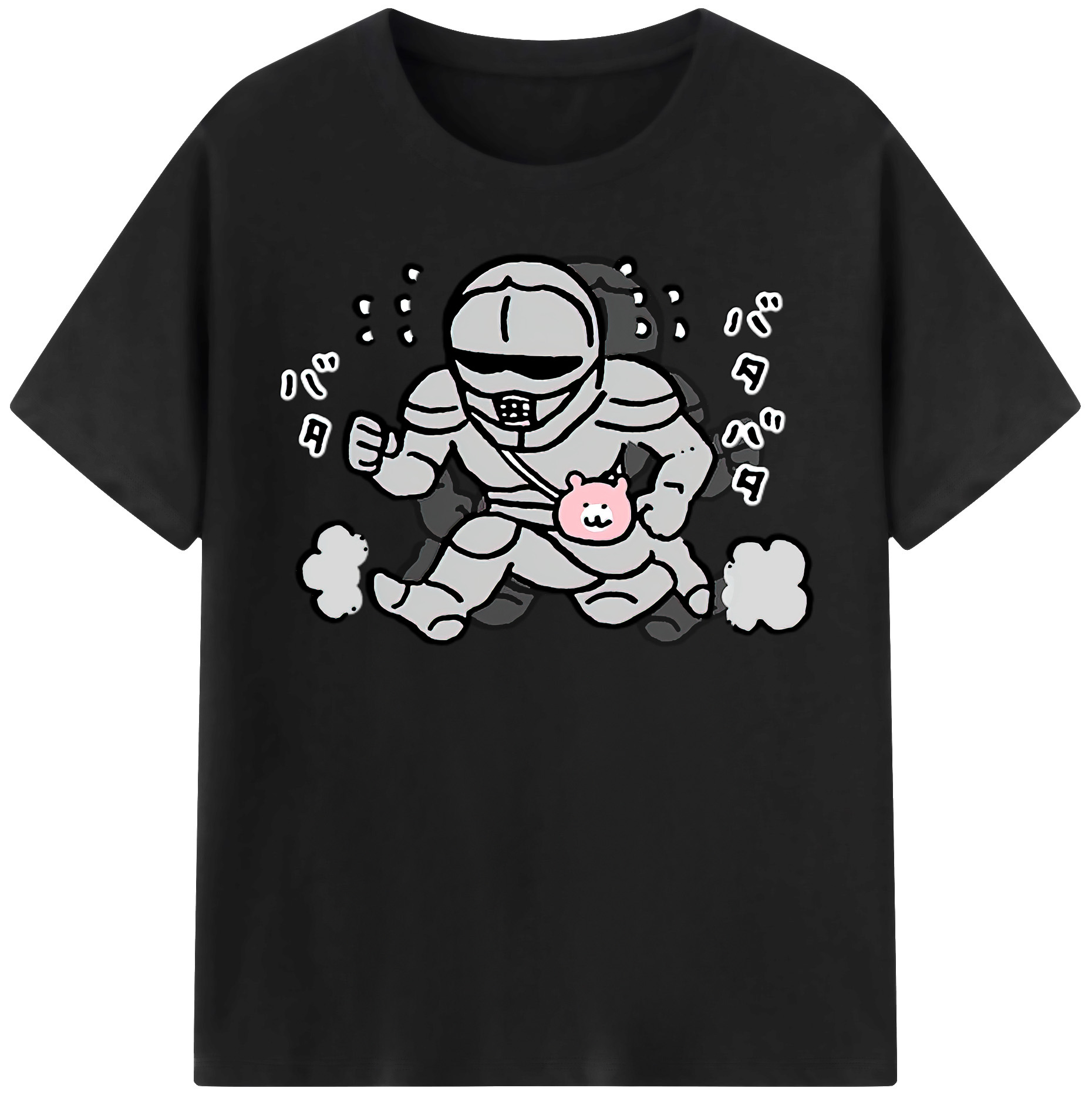 （画像用） ちいかわ 労働の鎧さん Chii-kawa Mr. Armor of Labor レディースカジュアルプリントTシャツ（綿100％）