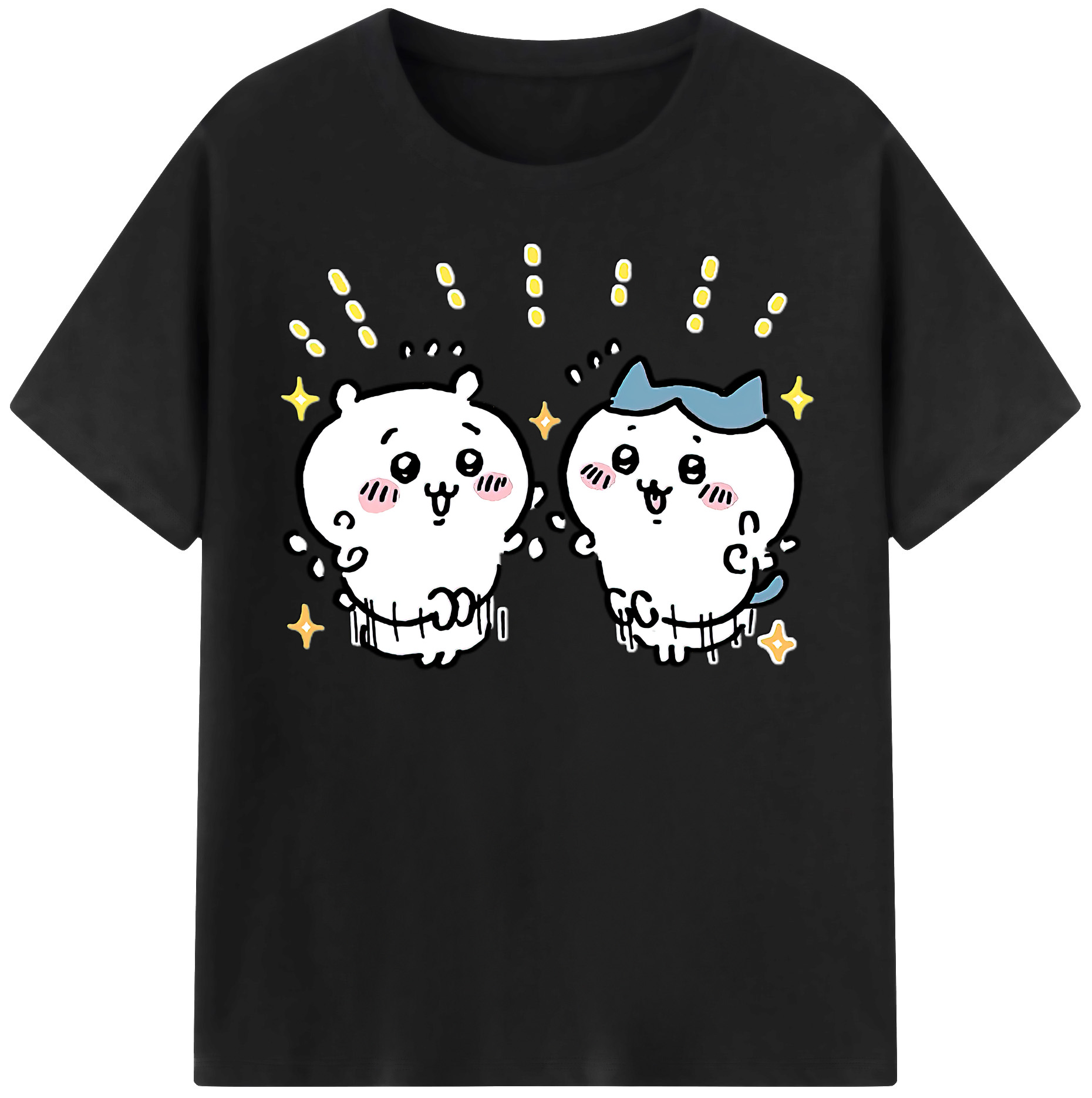 （画像用） ちいかわ ハチワレ Chii-kawa hachiware レディースカジュアルプリントTシャツ（綿100％）