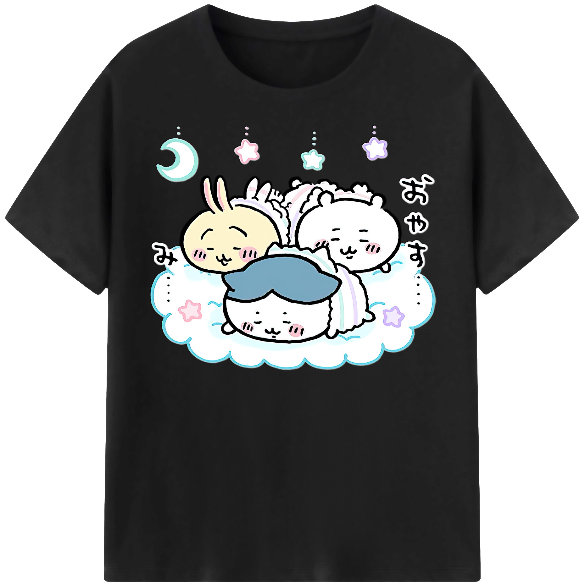 （画像用） ちいかわ ハチワレ Chii-kawa hachiware レディースカジュアルプリントTシャツ（綿100％）