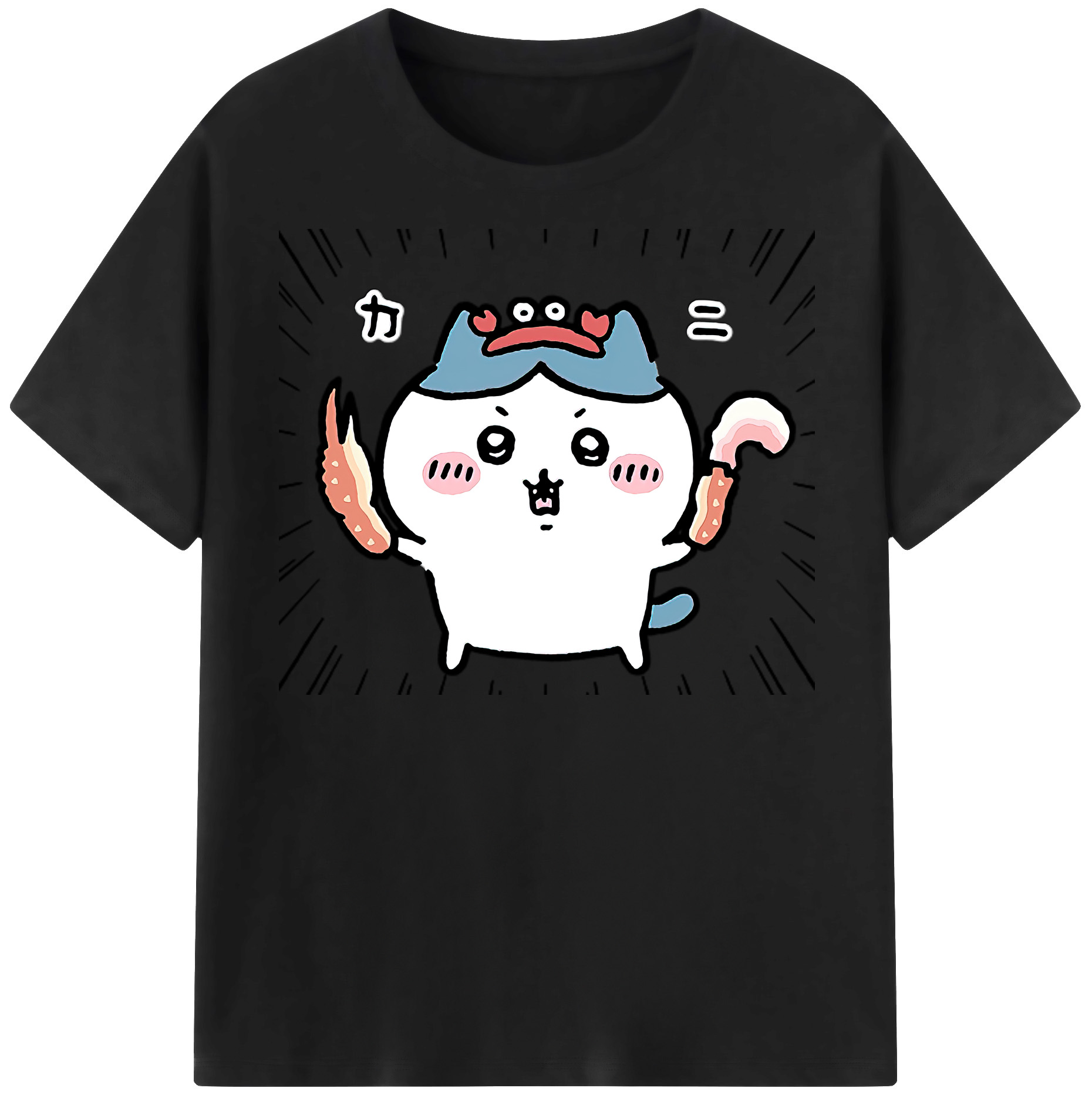 （画像用） ちいかわ ハチワレ Chii-kawa hachiware レディースカジュアルプリントTシャツ（綿100％）