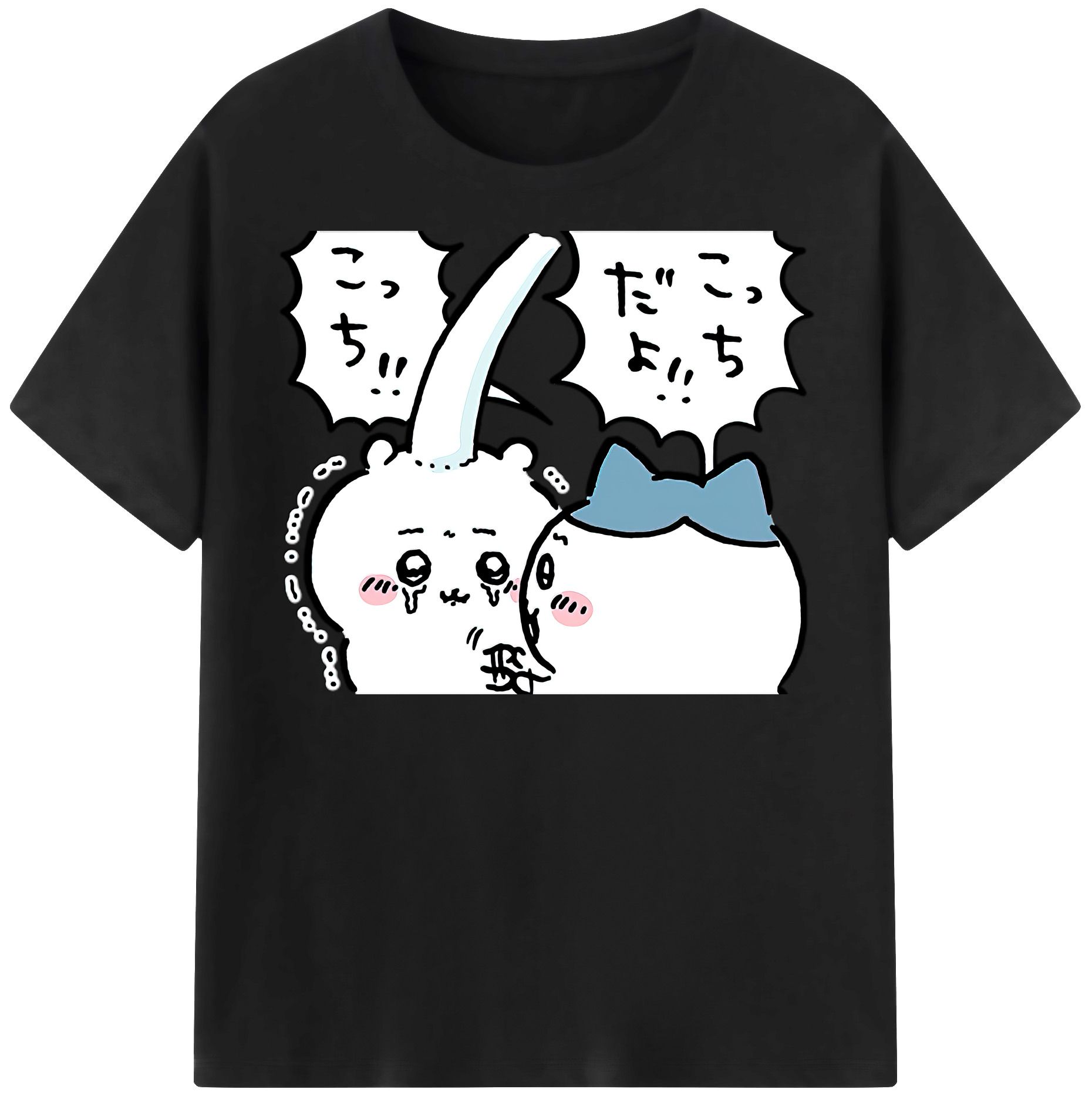 （画像用） ちいかわ ハチワレ Chii-kawa hachiware レディースカジュアルプリントTシャツ（綿100％）