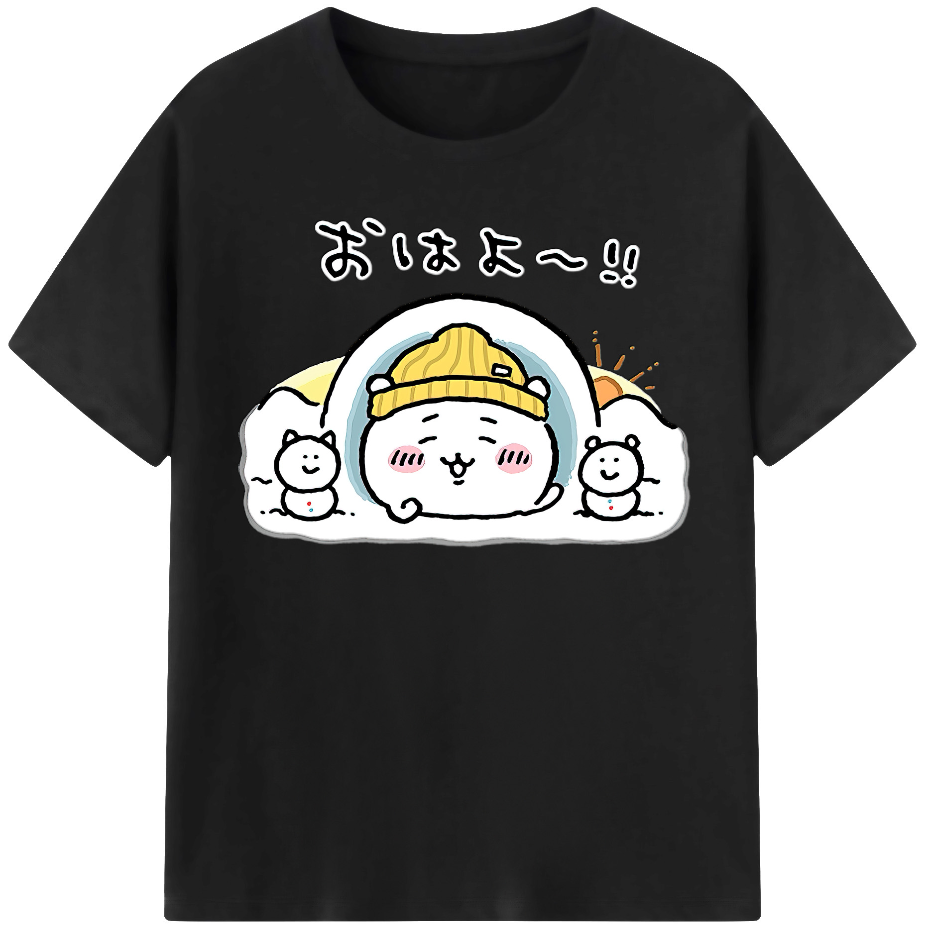（画像用） ちいかわ ちいかわ Chii-kawa chiikawa レディースカジュアルプリントTシャツ（綿100％）
