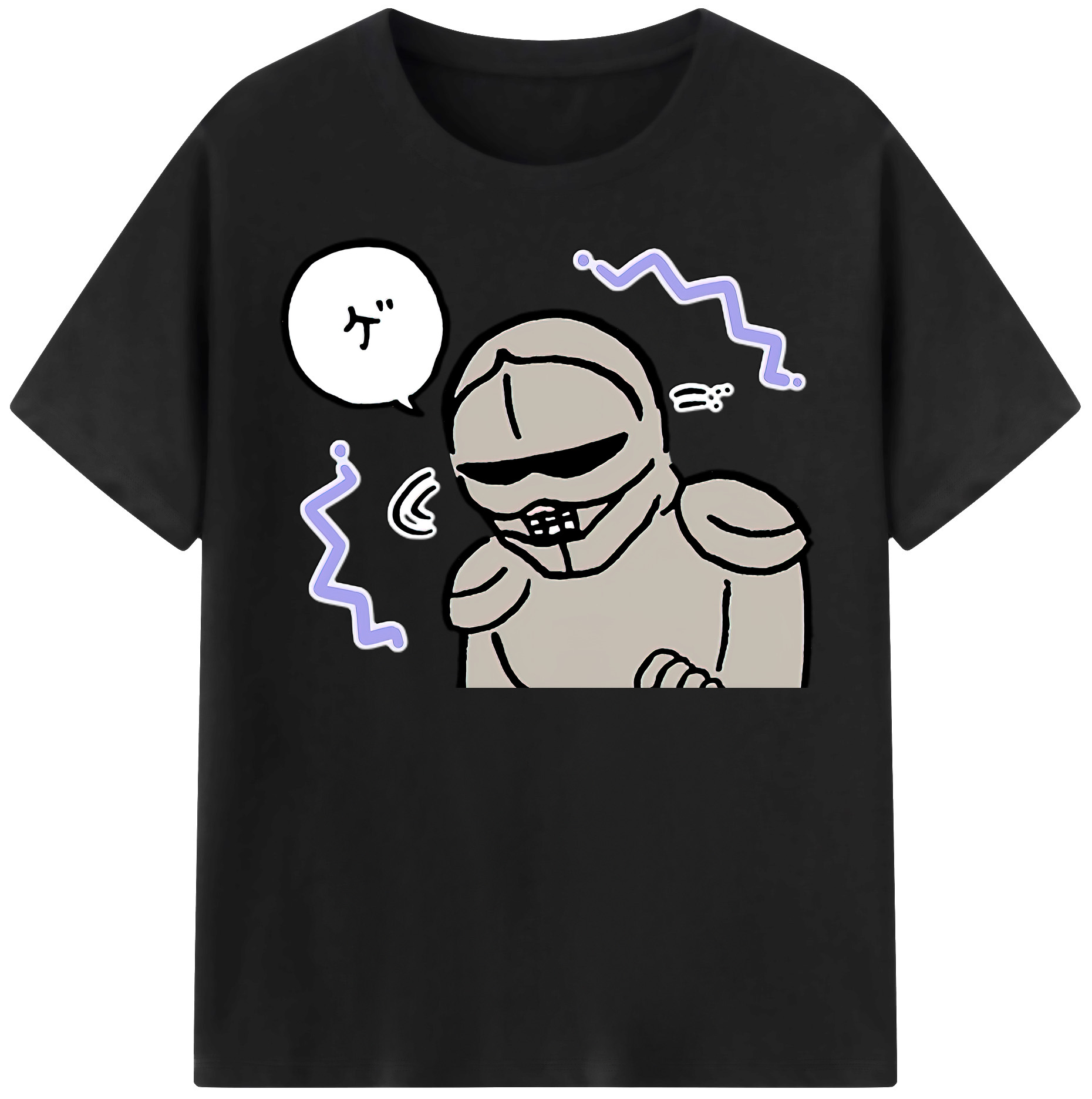 （画像用） ちいかわ 労働の鎧さん Chii-kawa Mr. Armor of Labor レディースカジュアルプリントTシャツ（綿100％）