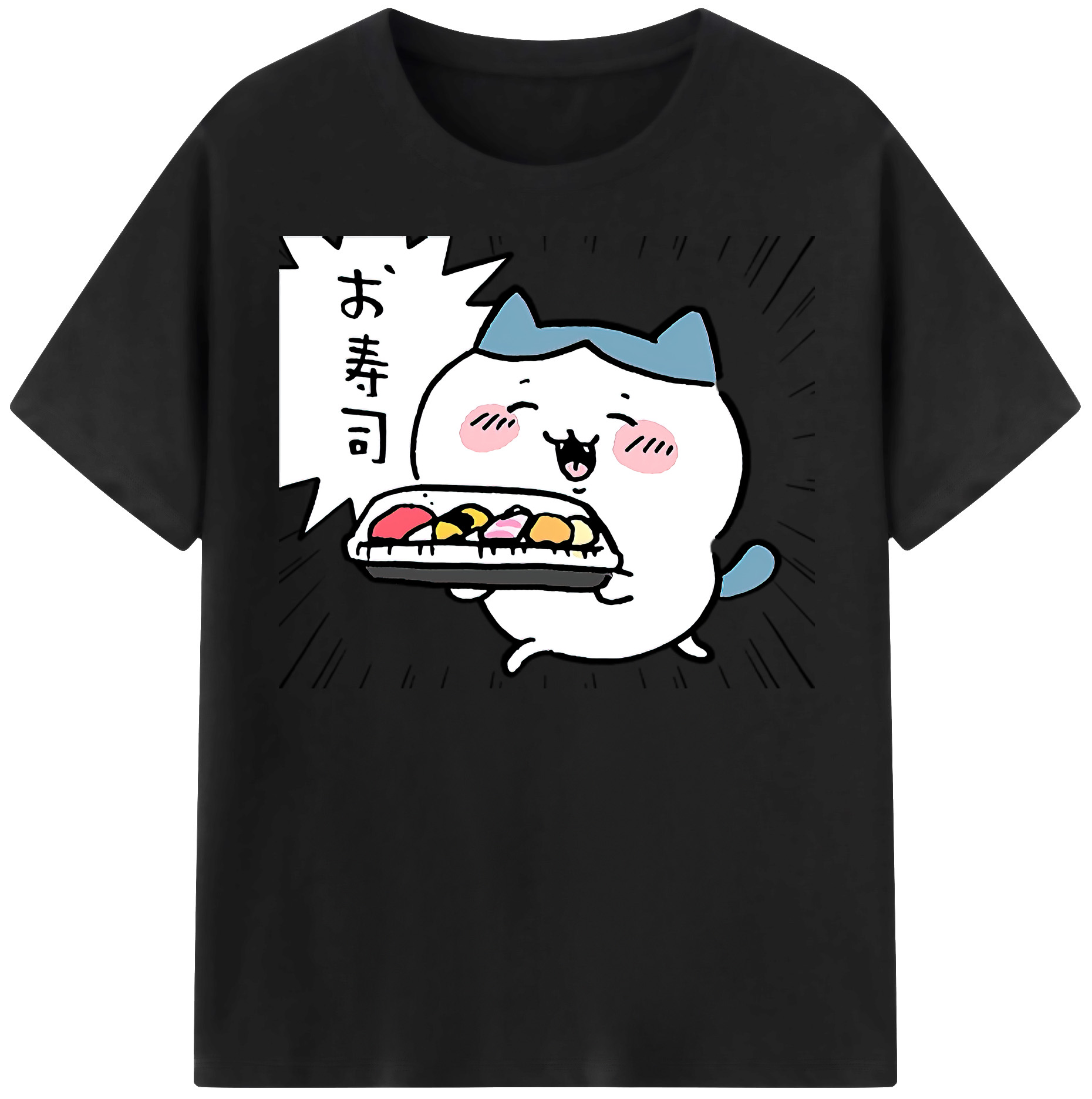（画像用） ちいかわ ハチワレ Chii-kawa hachiware レディースカジュアルプリントTシャツ（綿100％）