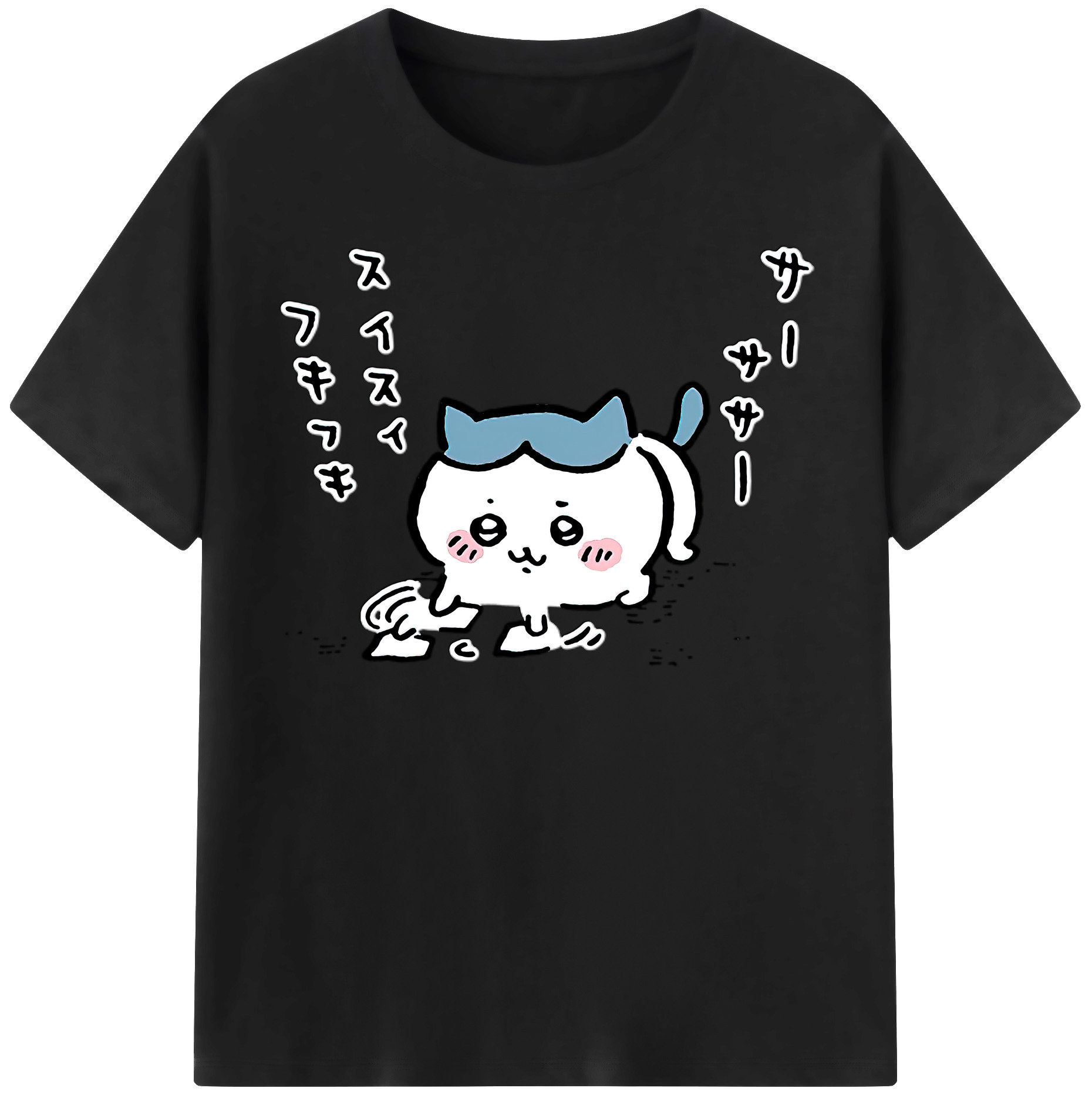 （画像用） ちいかわ ハチワレ Chii-kawa hachiware レディースカジュアルプリントTシャツ（綿100％）