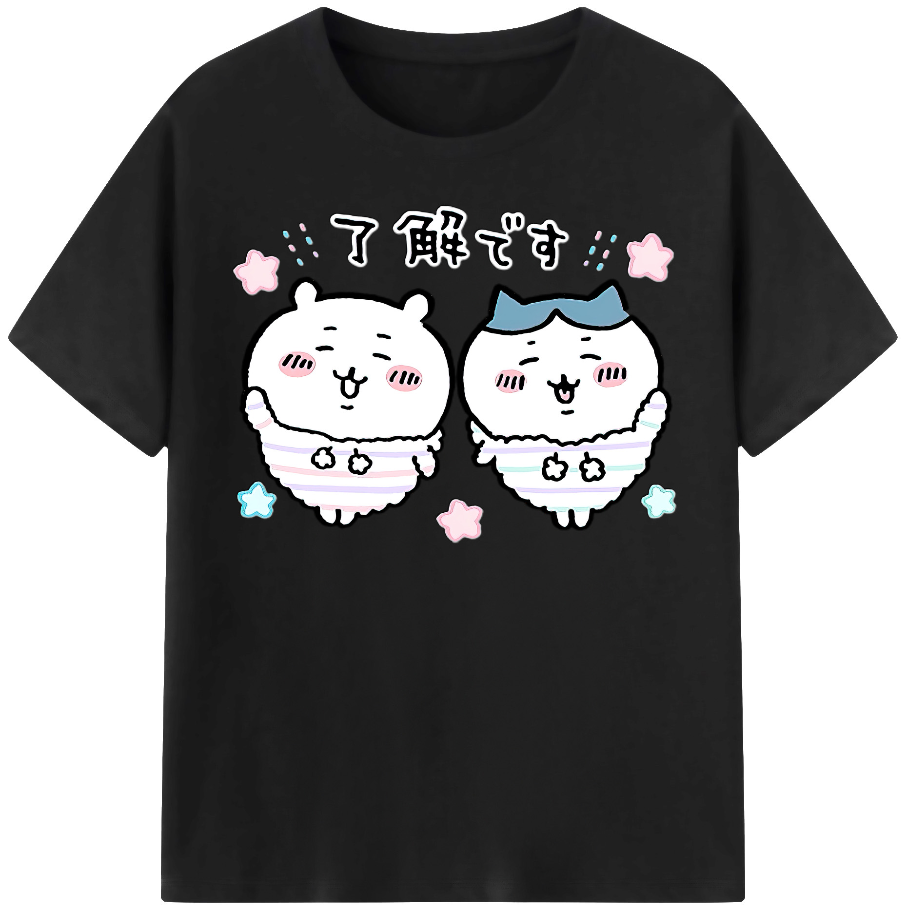 （画像用） ちいかわ ハチワレ Chii-kawa hachiware レディースカジュアルプリントTシャツ（綿100％）