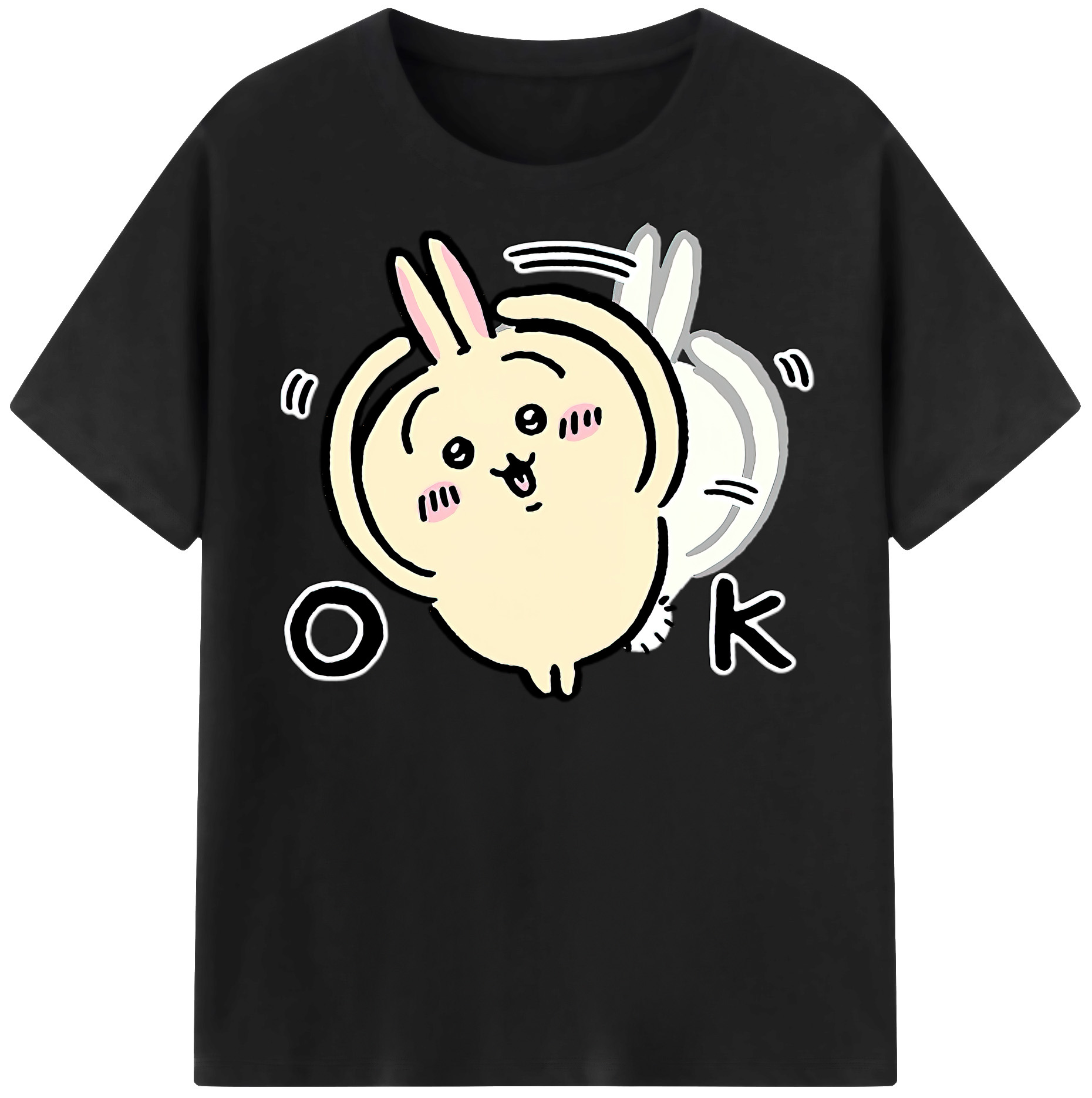 （画像用） ちいかわ うさぎ Chii-kawa usagi レディースカジュアルプリントTシャツ（綿100％）