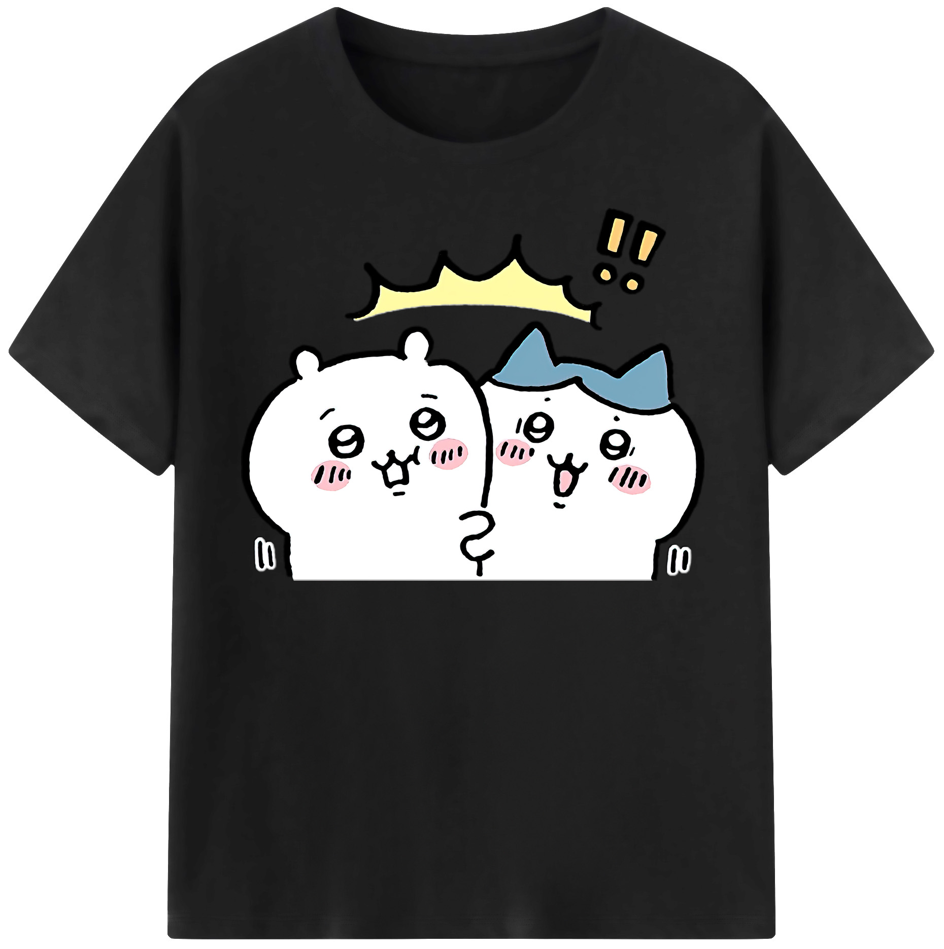 （画像用） ちいかわ ハチワレ Chii-kawa hachiware レディースカジュアルプリントTシャツ（綿100％）
