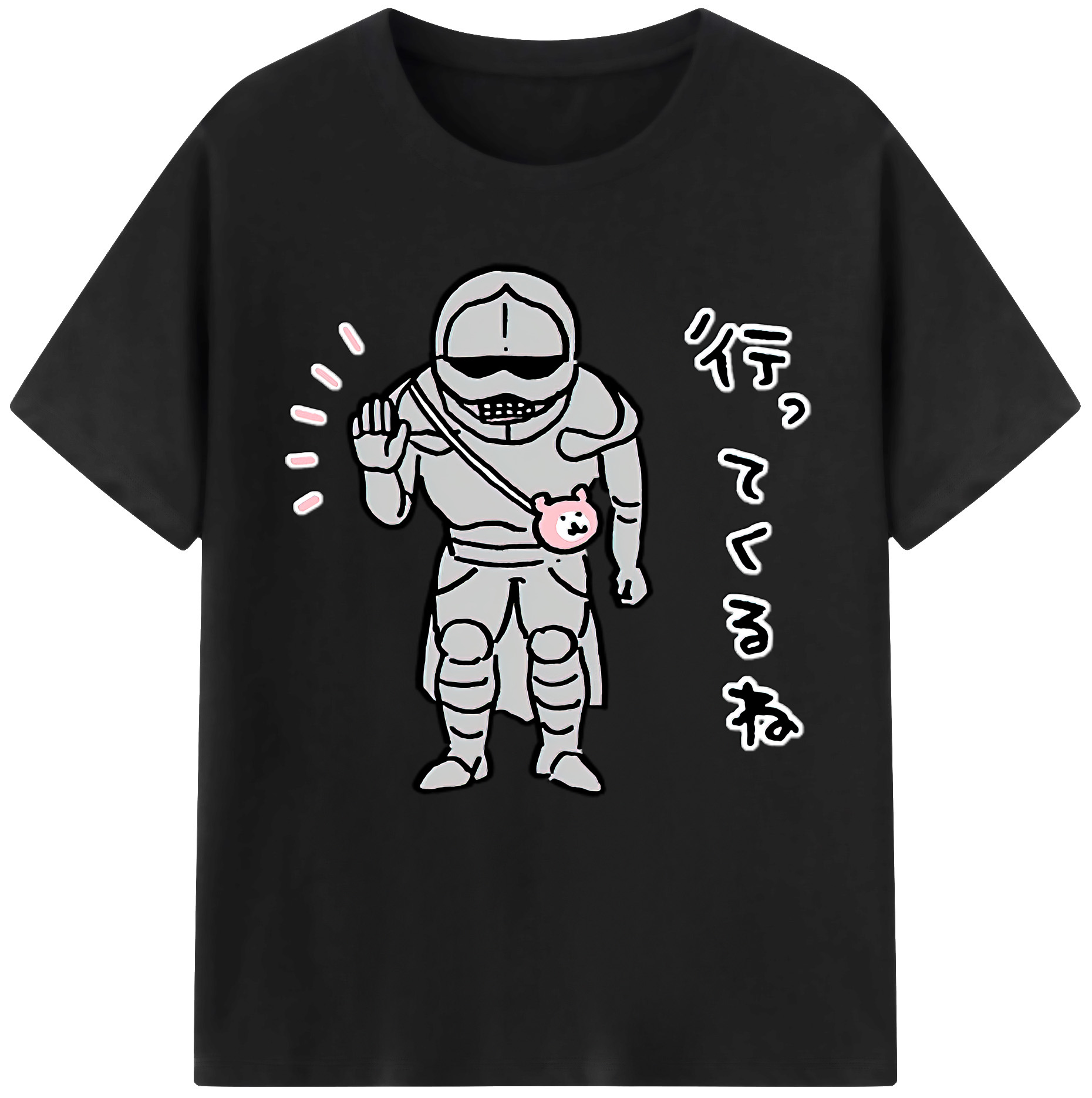 （画像用） ちいかわ 労働の鎧さん Chii-kawa Mr. Armor of Labor レディースカジュアルプリントTシャツ（綿100％）