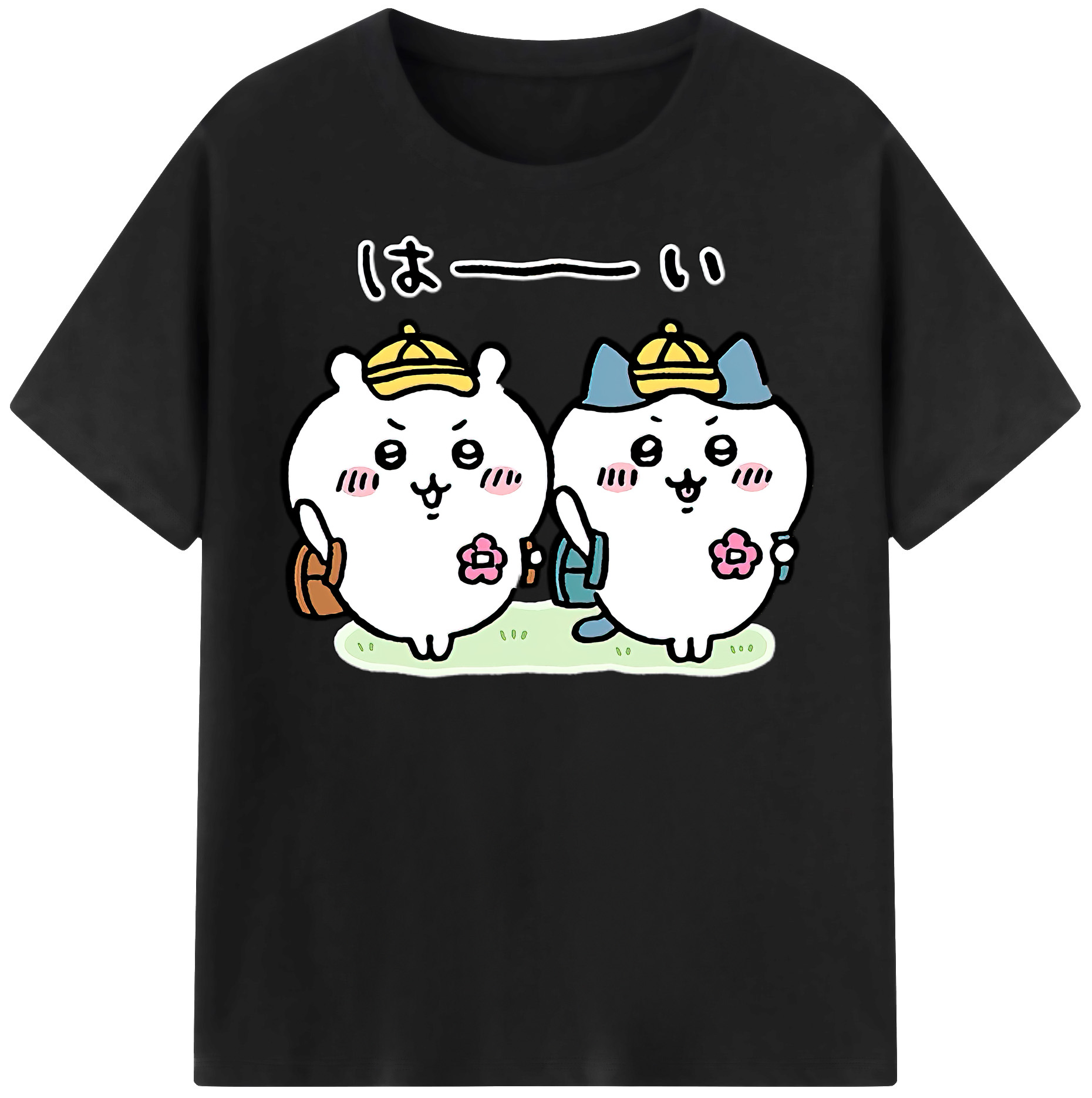 （画像用） ちいかわ ハチワレ Chii-kawa hachiware レディースカジュアルプリントTシャツ（綿100％）
