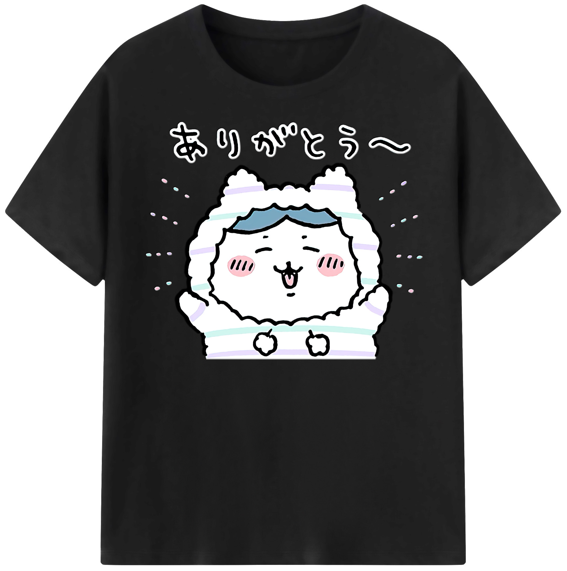 （画像用） ちいかわ ハチワレ Chii-kawa hachiware レディースカジュアルプリントTシャツ（綿100％）