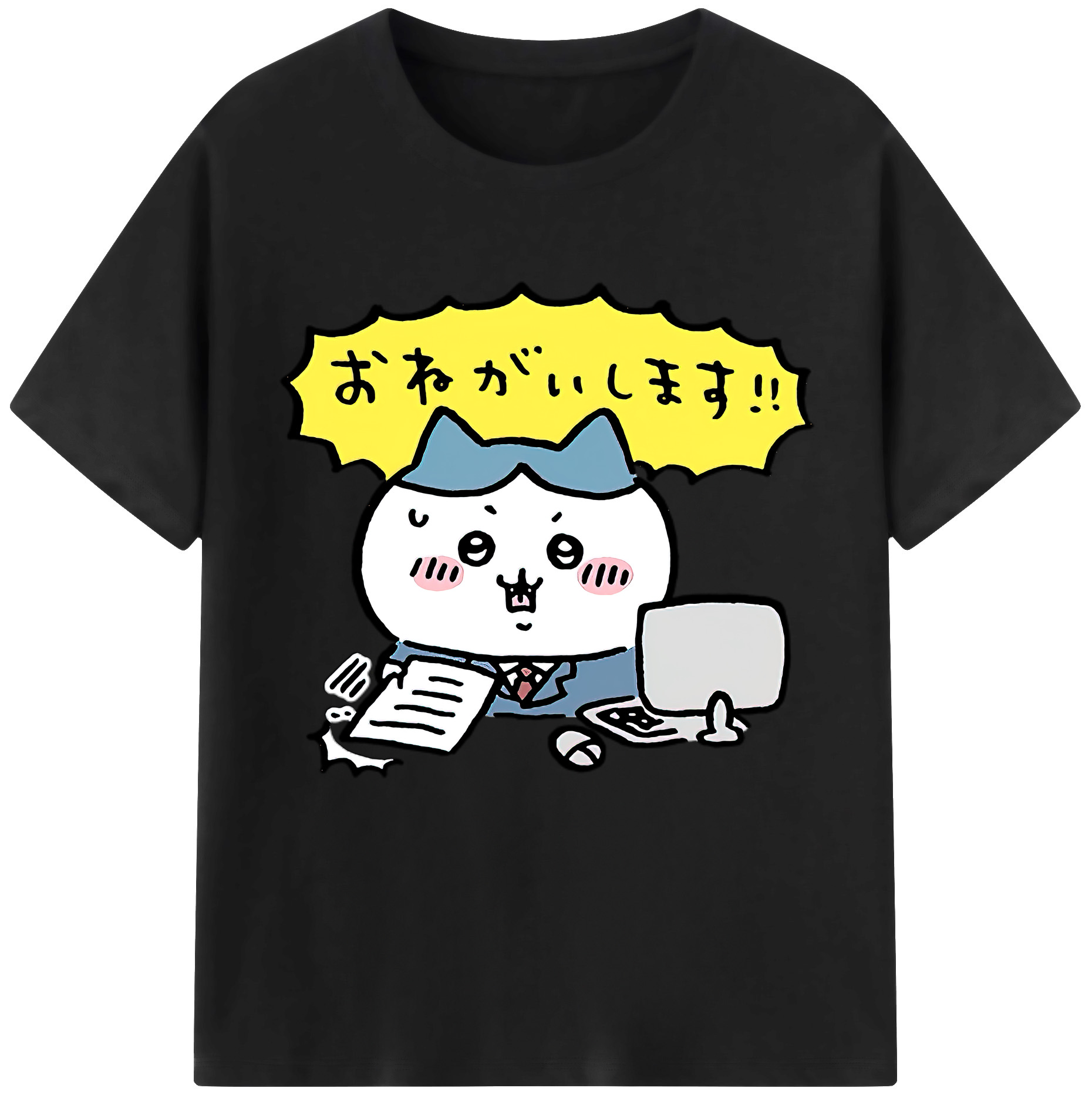 （画像用） ちいかわ ハチワレ Chii-kawa hachiware レディースカジュアルプリントTシャツ（綿100％）