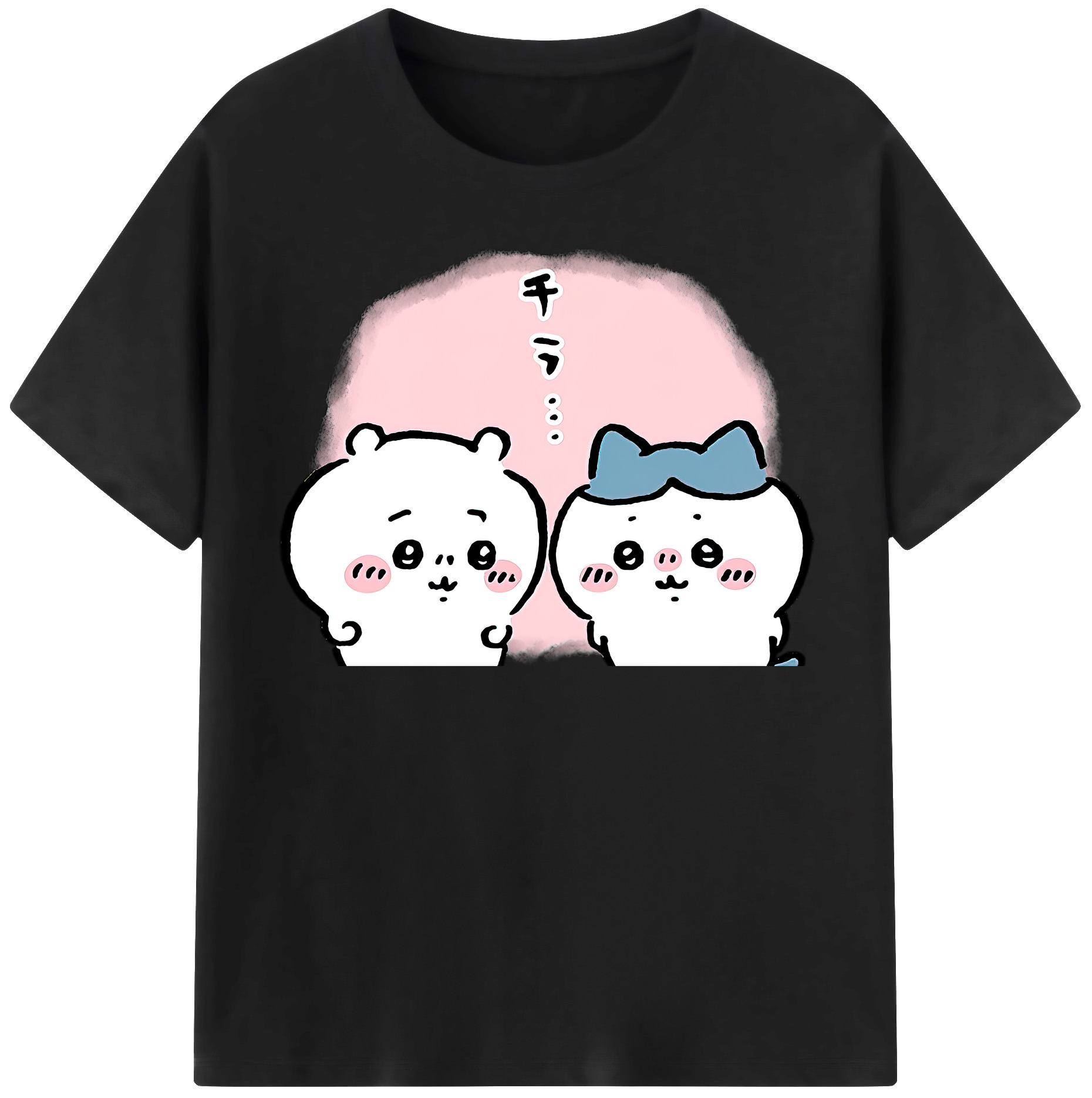 （画像用） ちいかわ ハチワレ Chii-kawa hachiware レディースカジュアルプリントTシャツ（綿100％）