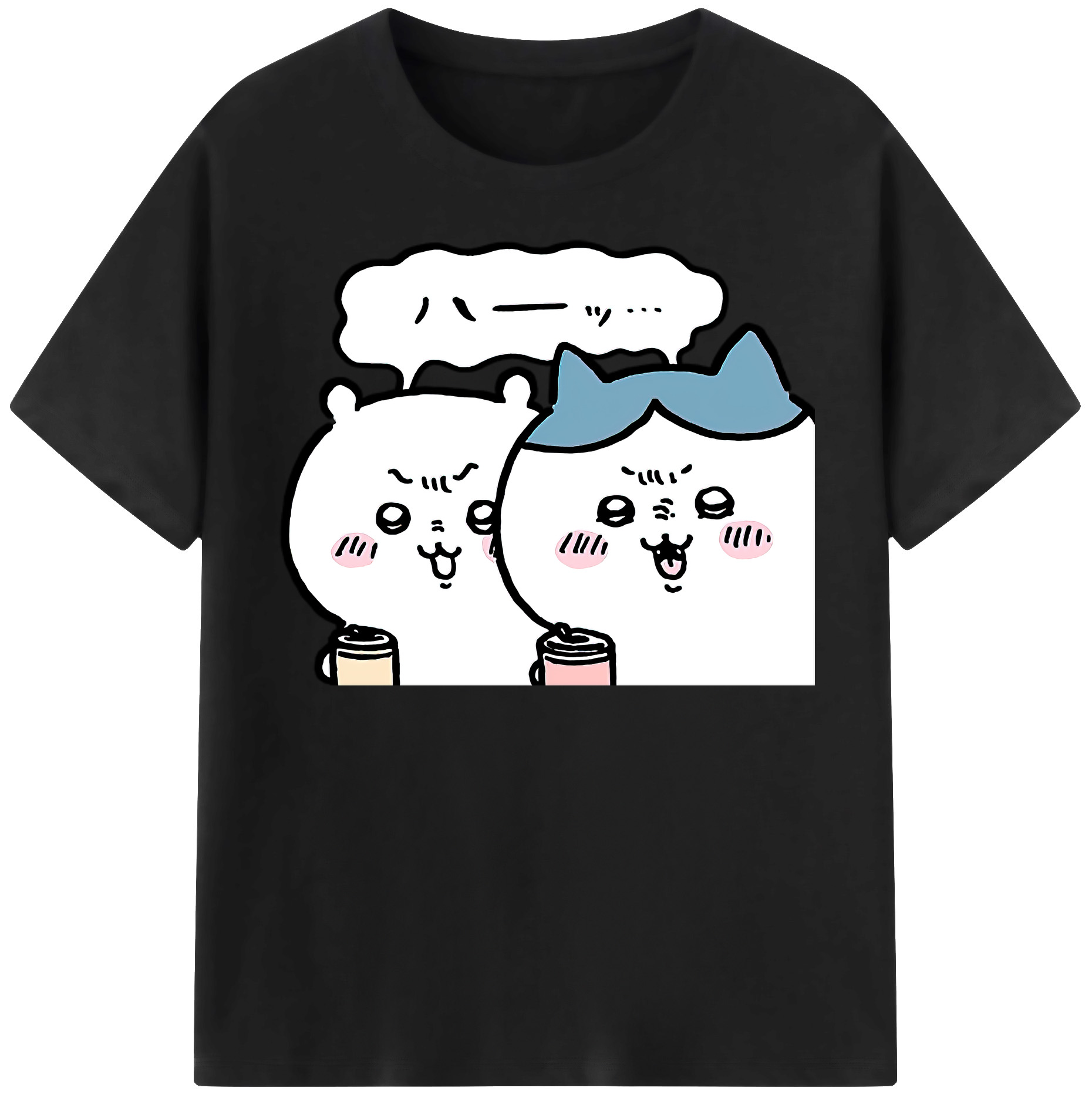 （画像用） ちいかわ ハチワレ Chii-kawa hachiware レディースカジュアルプリントTシャツ（綿100％）