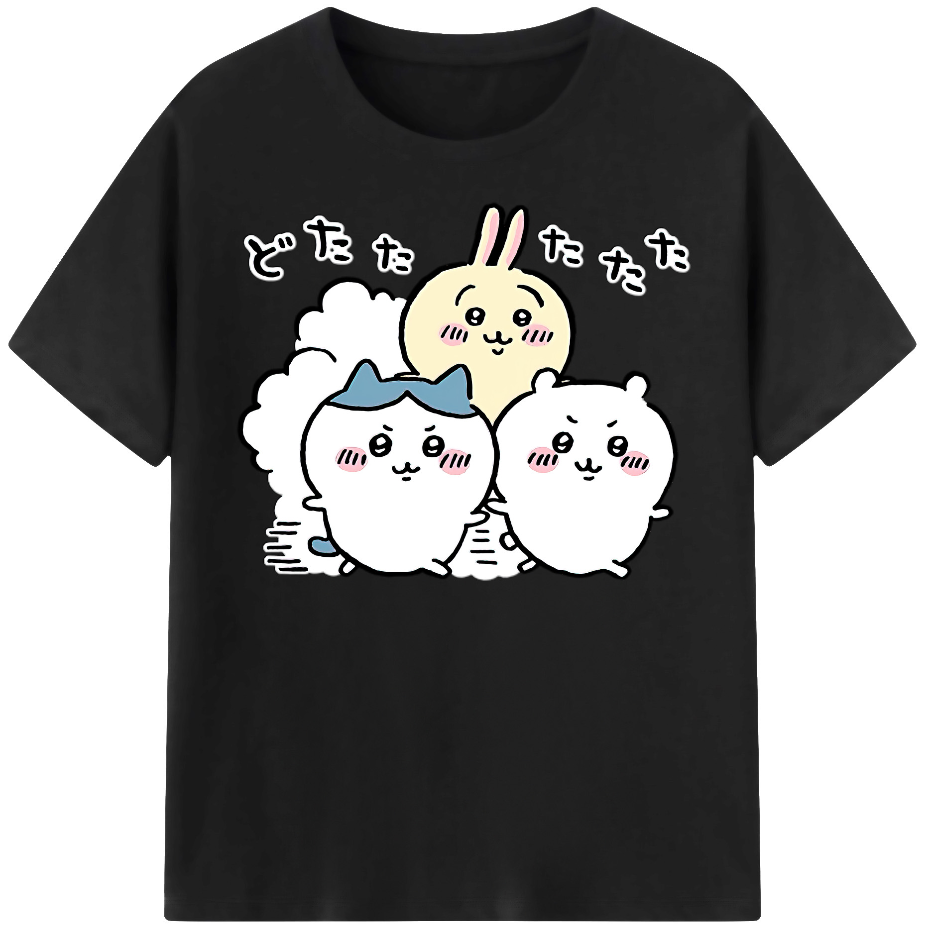 （画像用） ちいかわ ハチワレ Chii-kawa hachiware レディースカジュアルプリントTシャツ（綿100％）