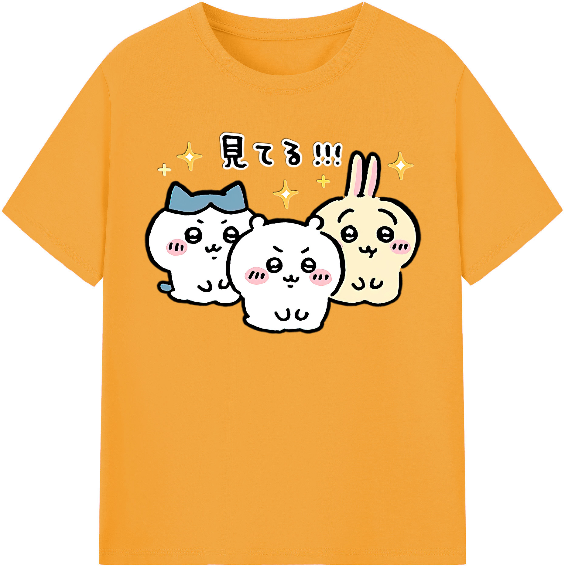 （画像用） ちいかわ ハチワレ Chii-kawa hachiware レディースカジュアルプリントTシャツ（綿100％）