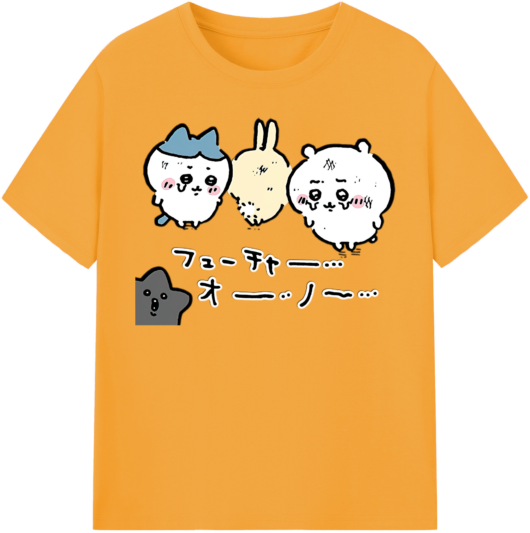 （画像用） ちいかわ ハチワレ Chii-kawa hachiware レディースカジュアルプリントTシャツ（綿100％）
