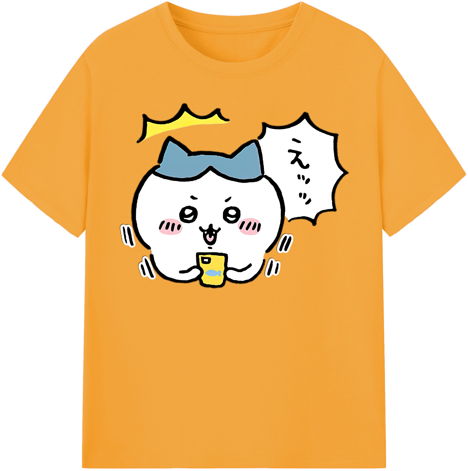（画像用） ちいかわ ハチワレ Chii-kawa hachiware レディースカジュアルプリントTシャツ（綿100％）