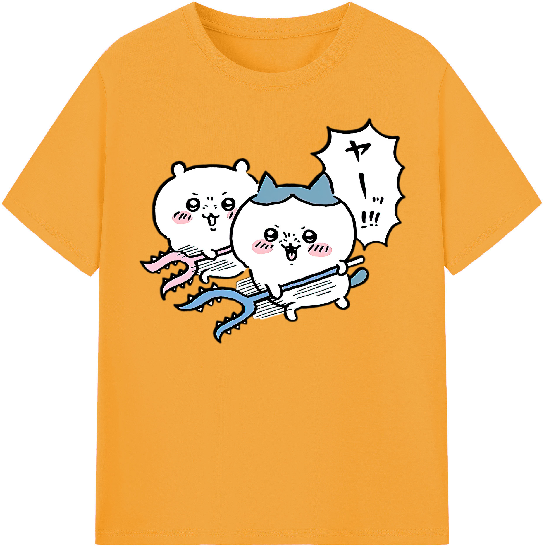 （画像用） ちいかわ ハチワレ Chii-kawa hachiware レディースカジュアルプリントTシャツ（綿100％）