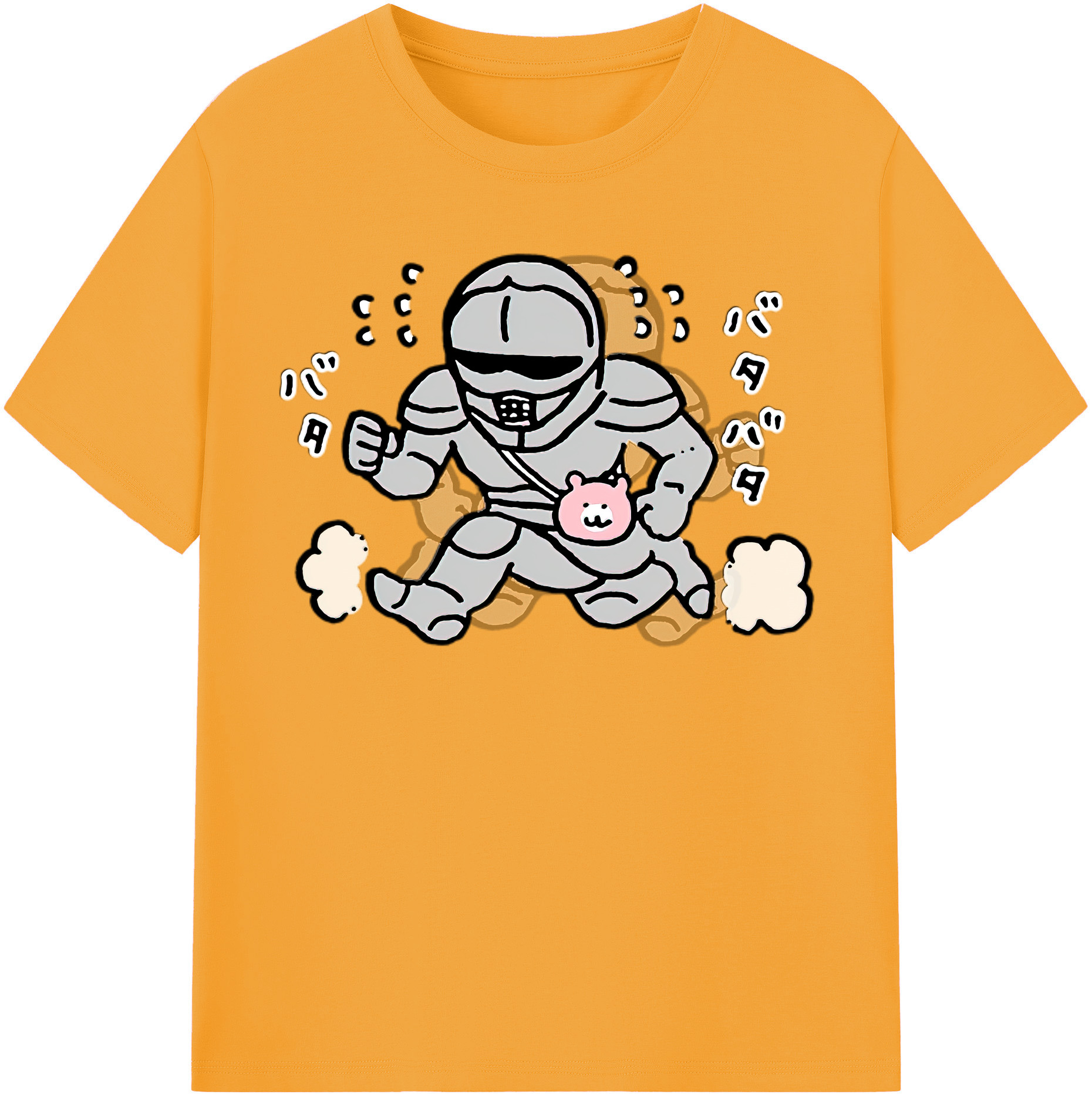 （画像用） ちいかわ 労働の鎧さん Chii-kawa Mr. Armor of Labor レディースカジュアルプリントTシャツ（綿100％）